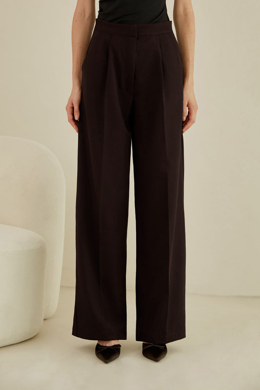 Pantalón sastre con bolsillos - Chocolate