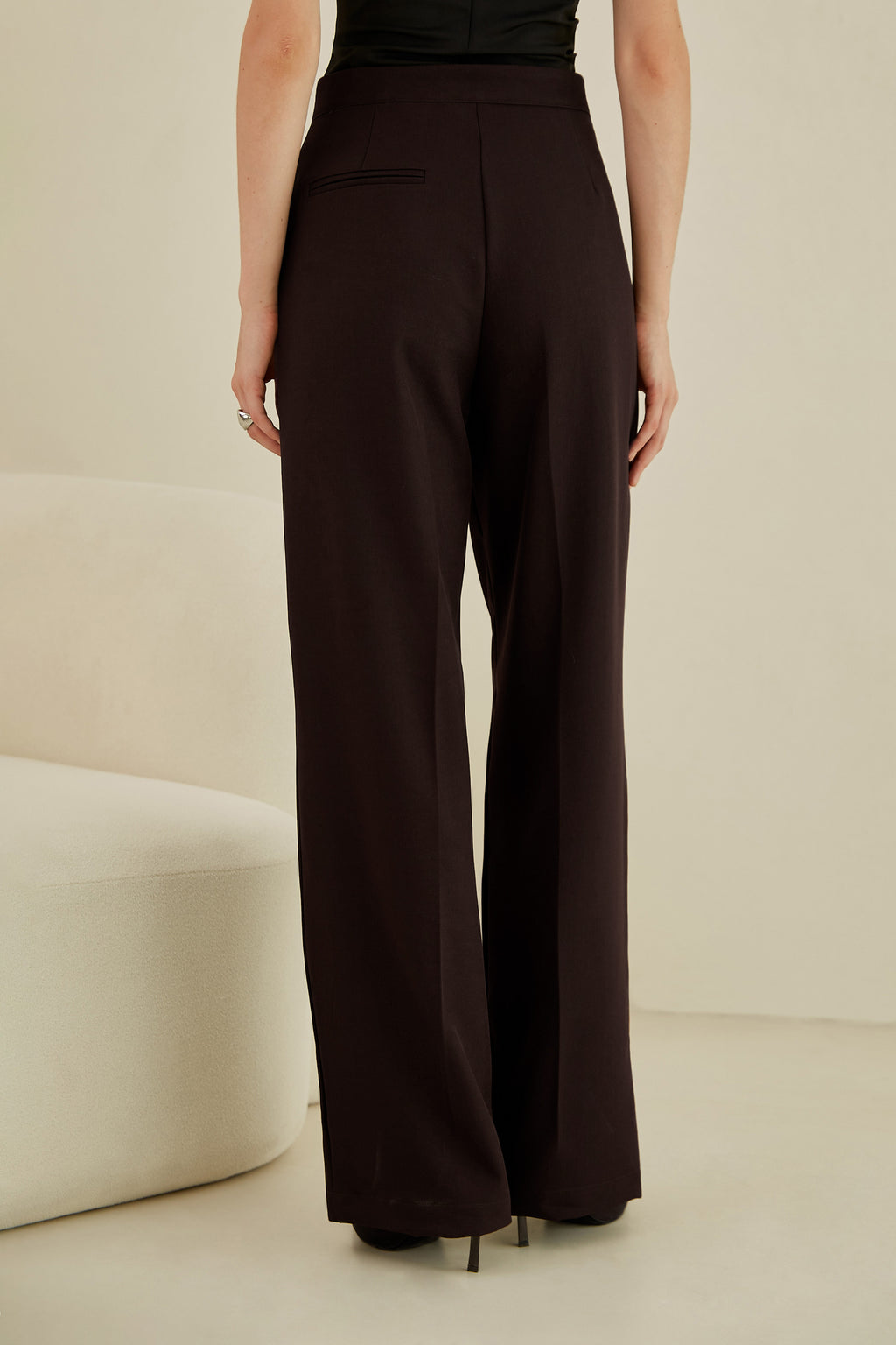 Pantalón sastre con bolsillos - Chocolate