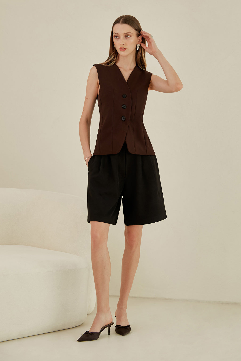 Bermuda sastre doble pinza - Negro