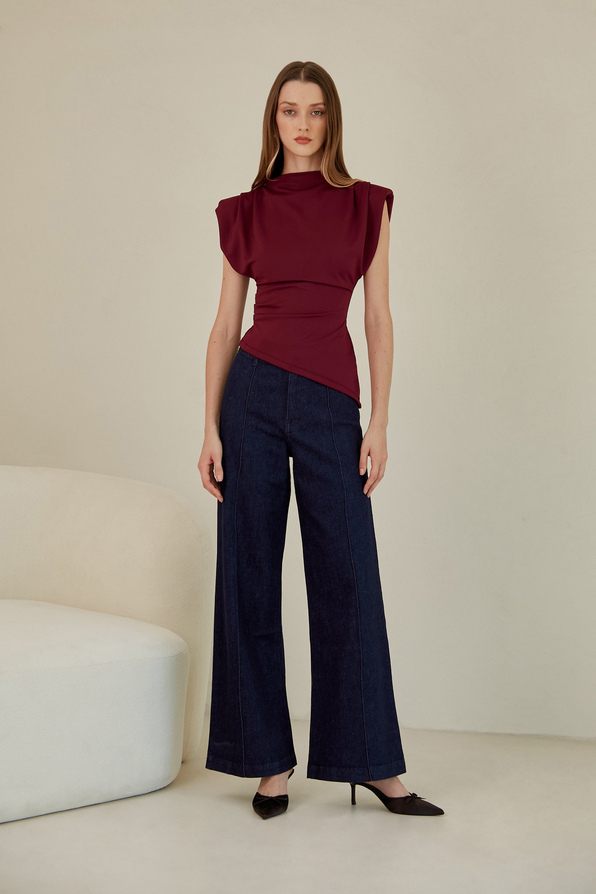 Pantalón sastre denim - Azul oscuro