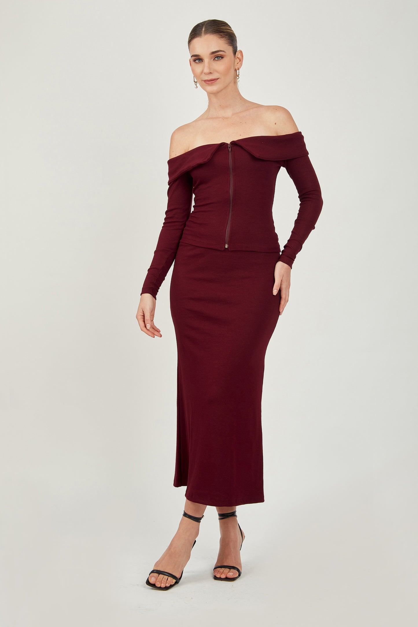 Casaca off shoulder rib - Borgoña