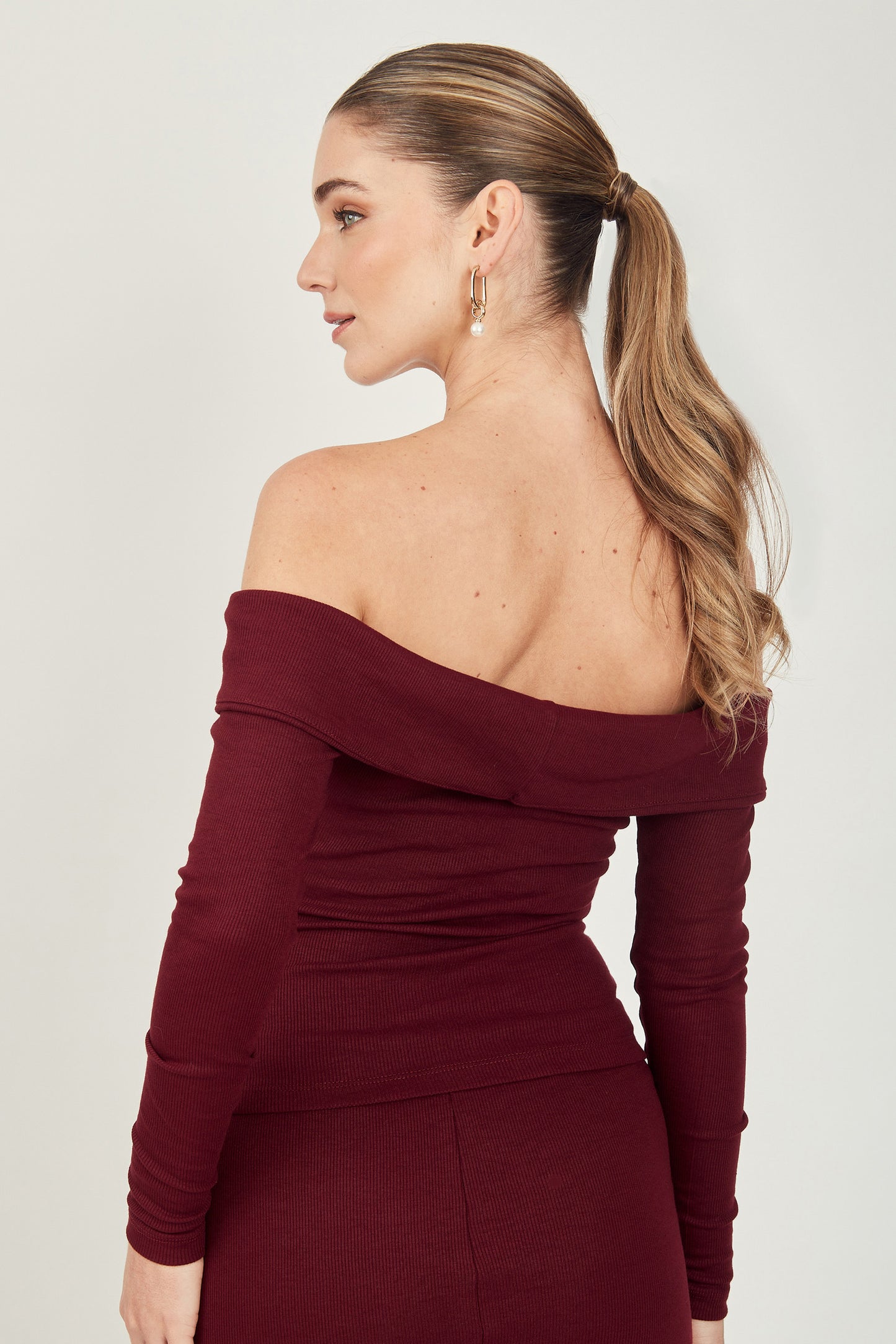 Casaca off shoulder rib - Borgoña