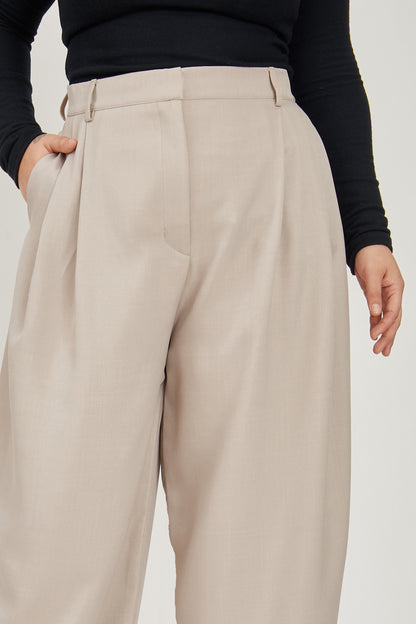 Pantalón sastre doble pinza - Beige