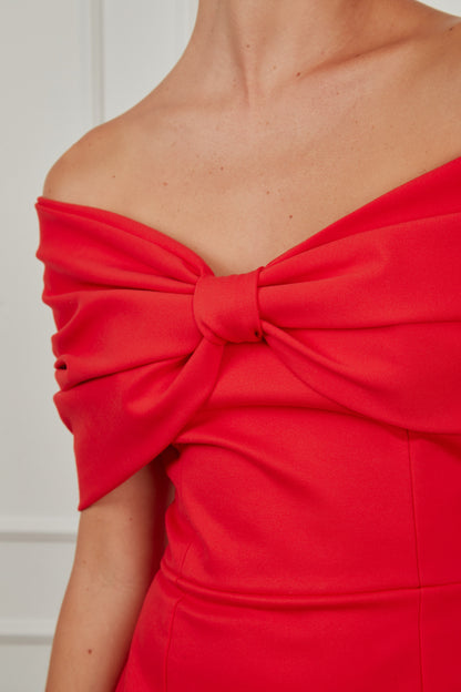 Vestido strapless c/ lazo - Rojo