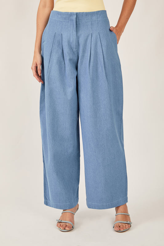 Pantalón sastre denim - Celeste