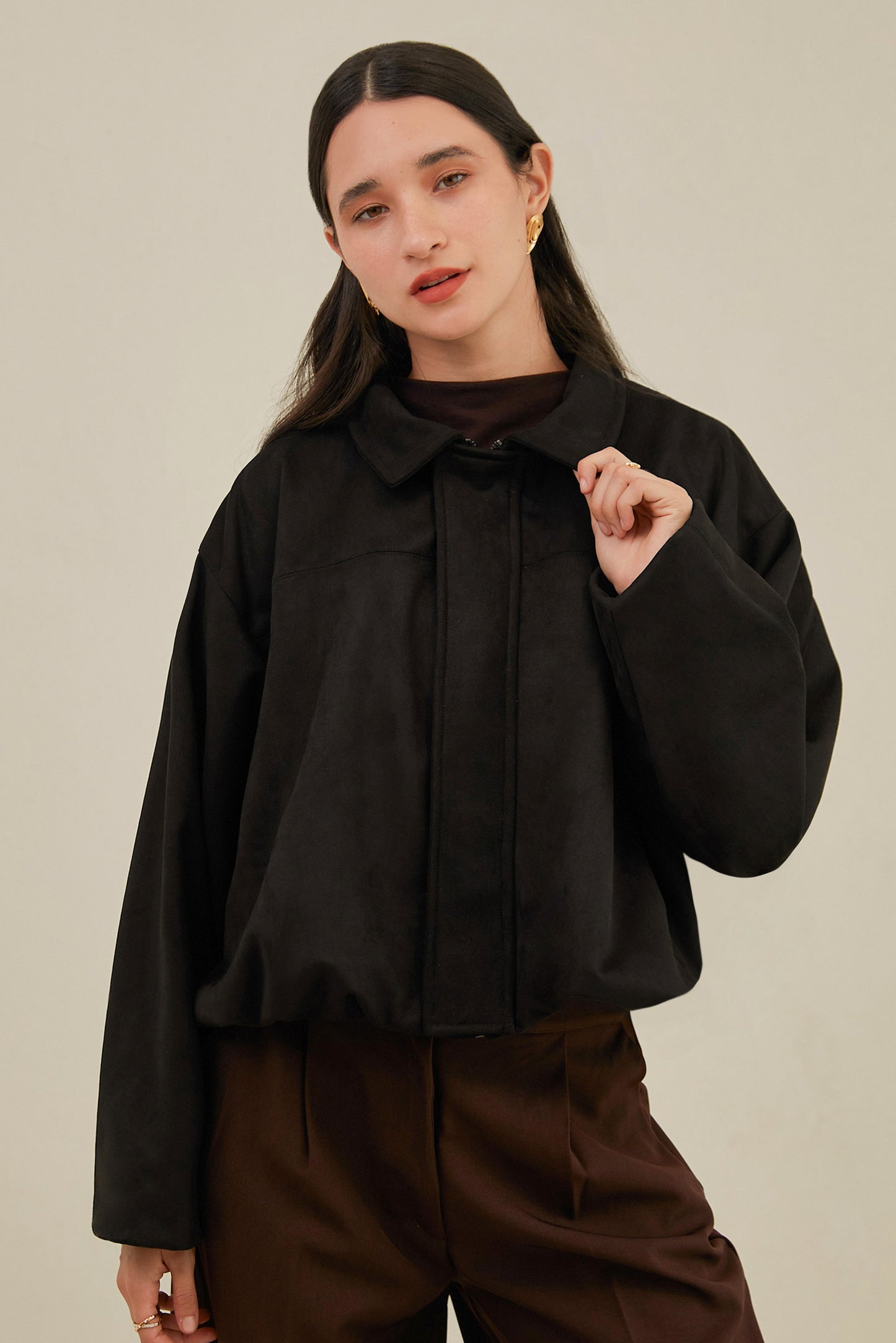 Chaqueta bomber suede - Negro