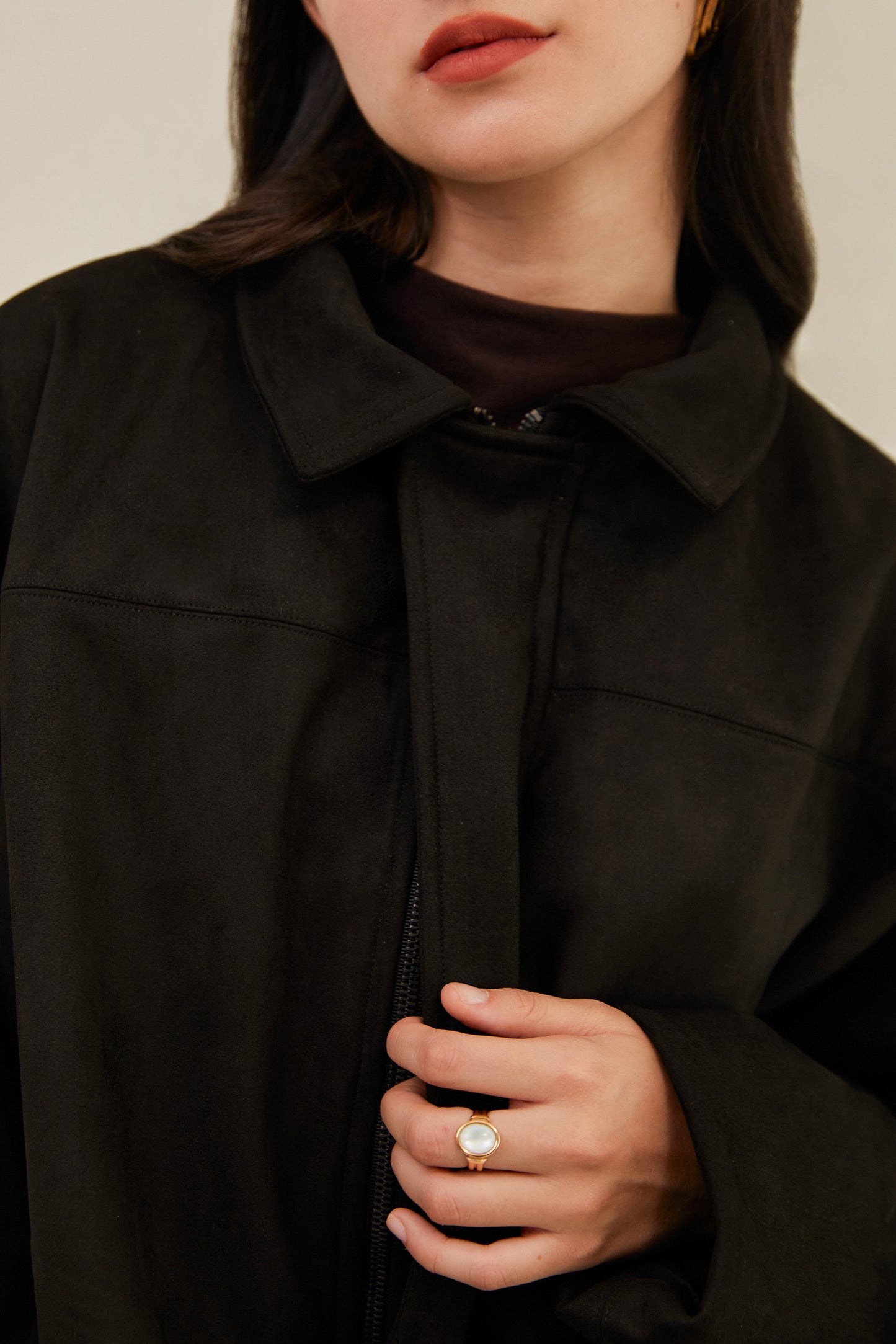 Chaqueta bomber suede - Negro