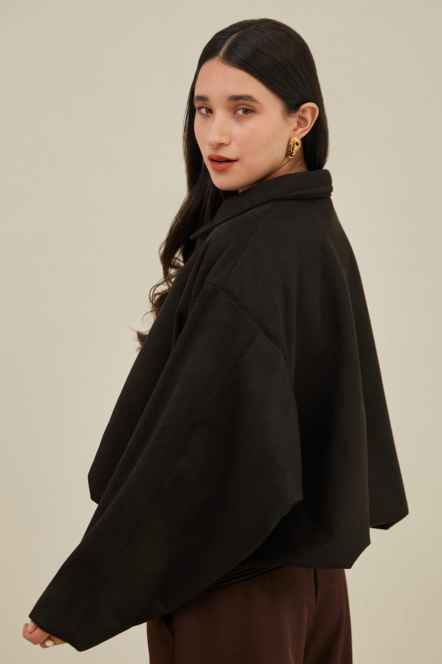 Chaqueta bomber suede - Negro