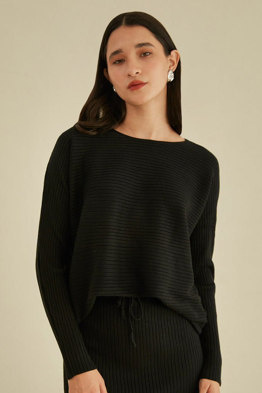 Jersey tejido manga larga - Negro