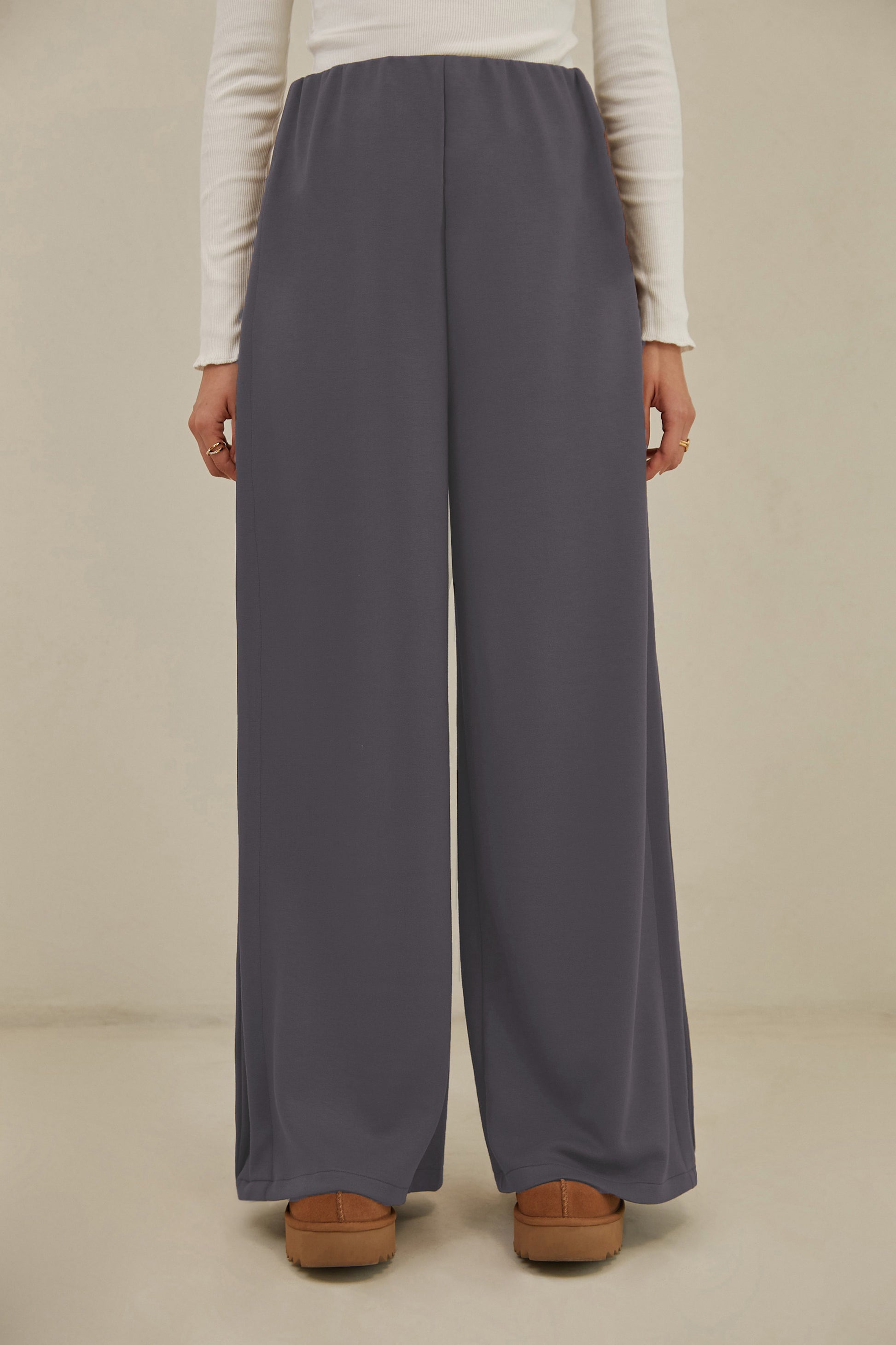 Pantalón wide leg soft - Gris oscuro