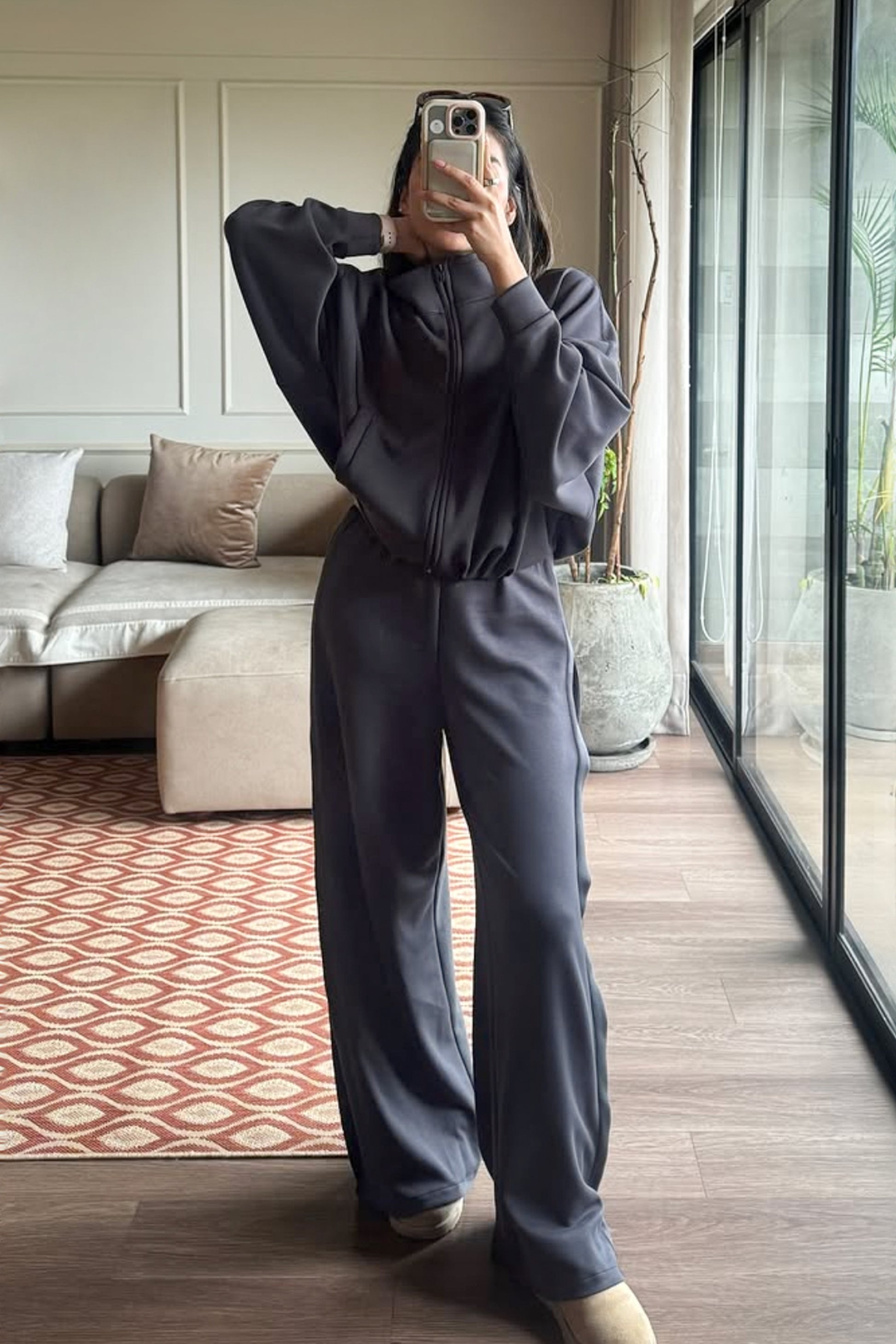 Pantalón wide leg soft - Gris oscuro