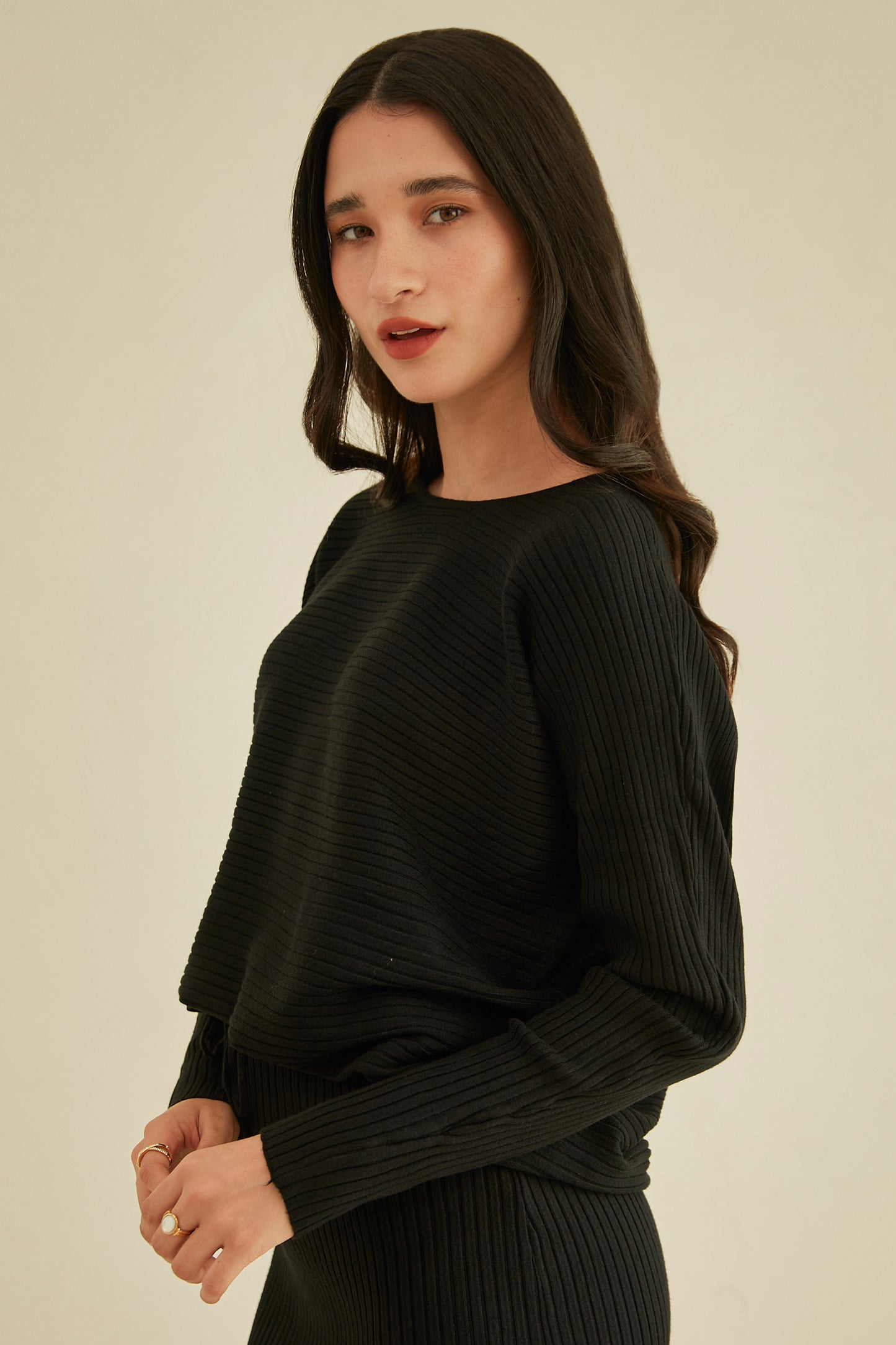 Jersey tejido manga larga - Negro