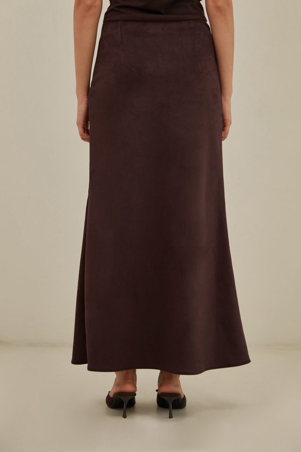 Falda midi suede - Chocolate