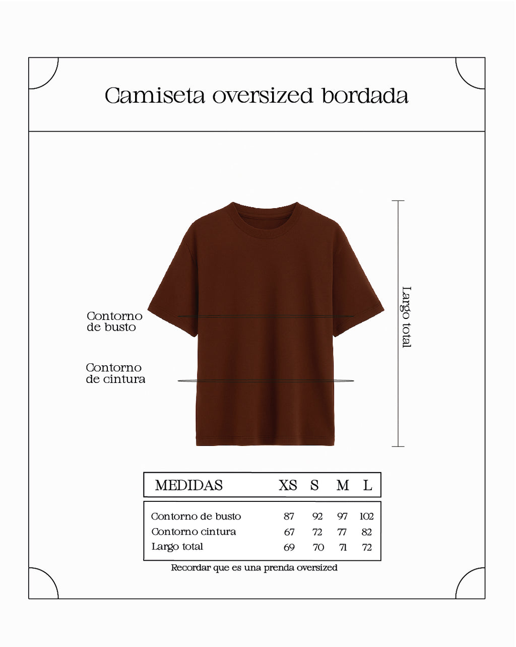 Camiseta oversized bordada - Chocolate