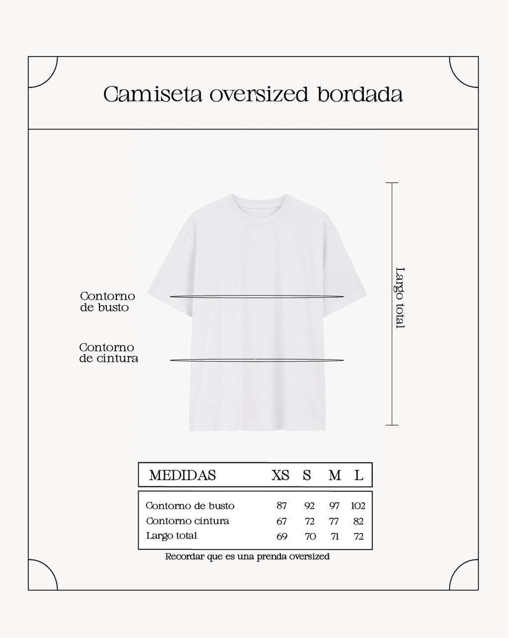 Camiseta oversized bordada - Perla