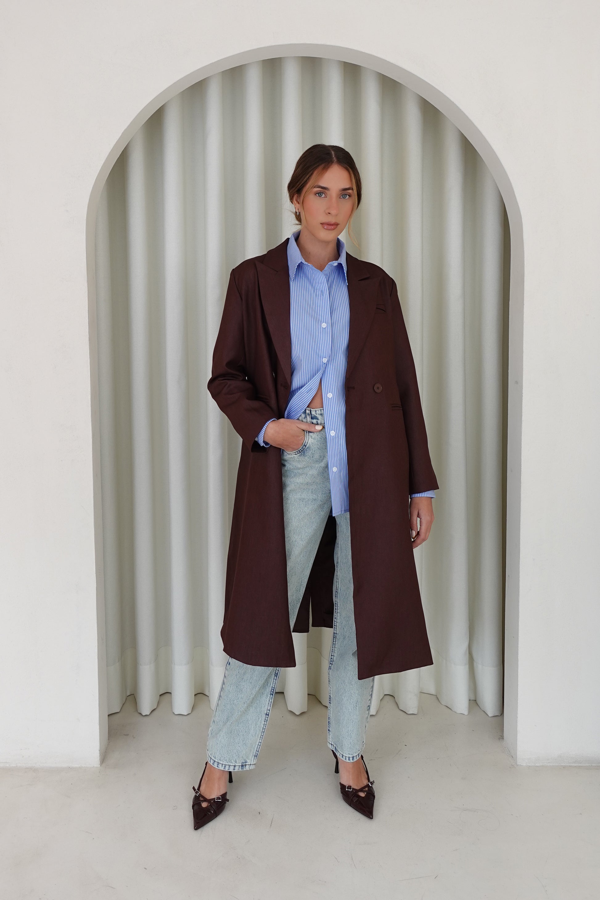 Blazer largo - Borgoña