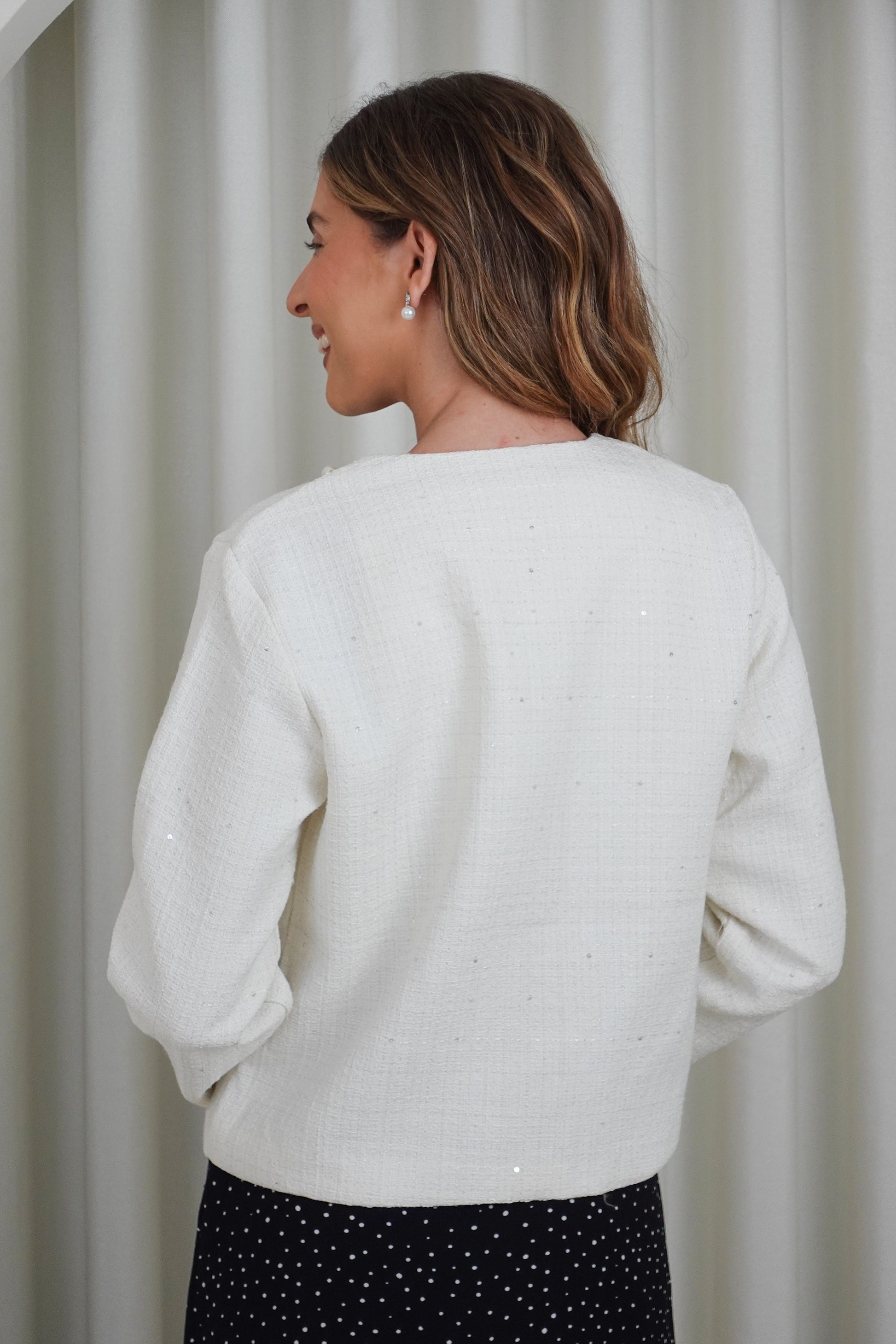 Blazer corto tweed - Perla