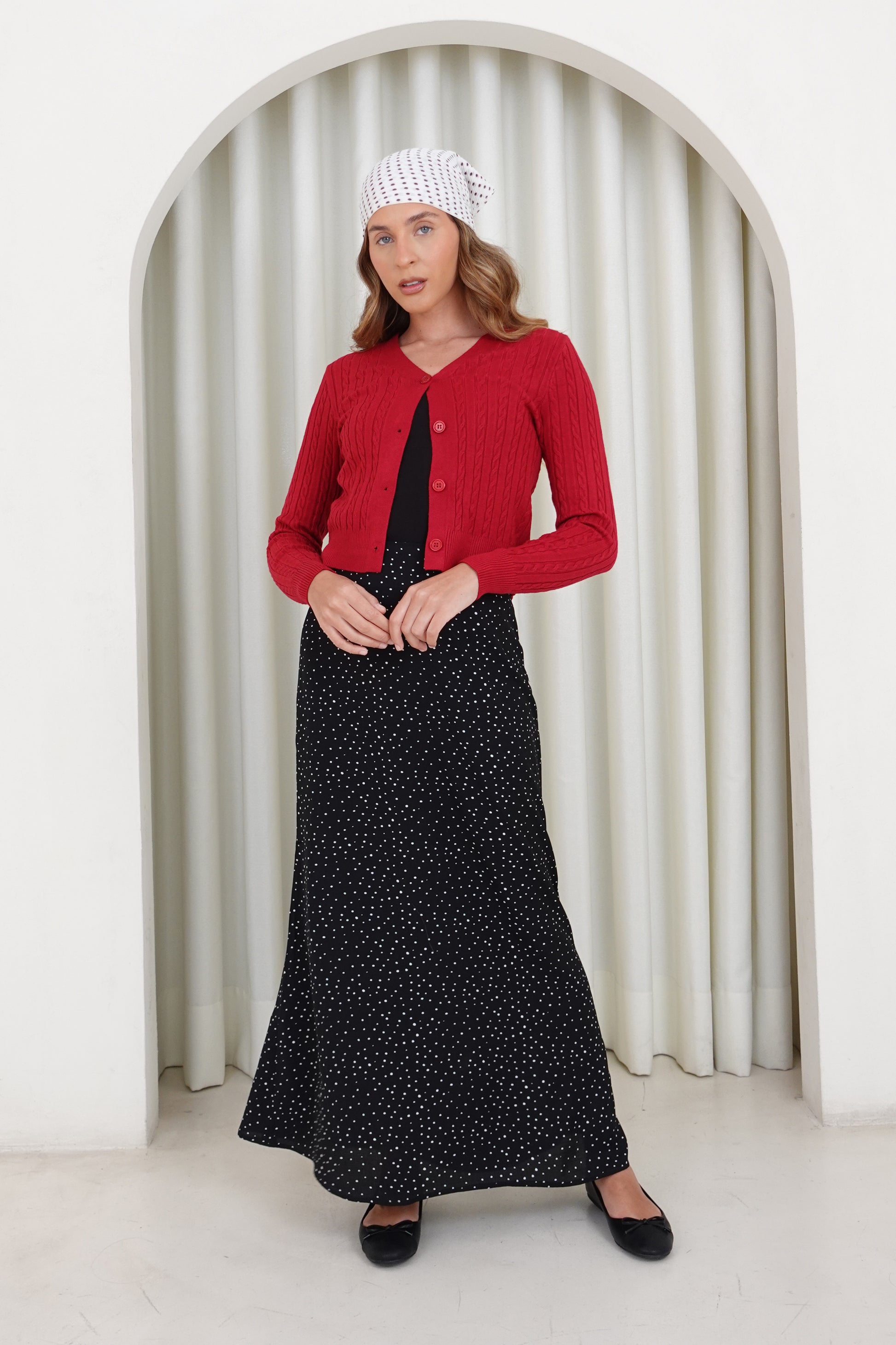 Falda midi polka dots - Estampado