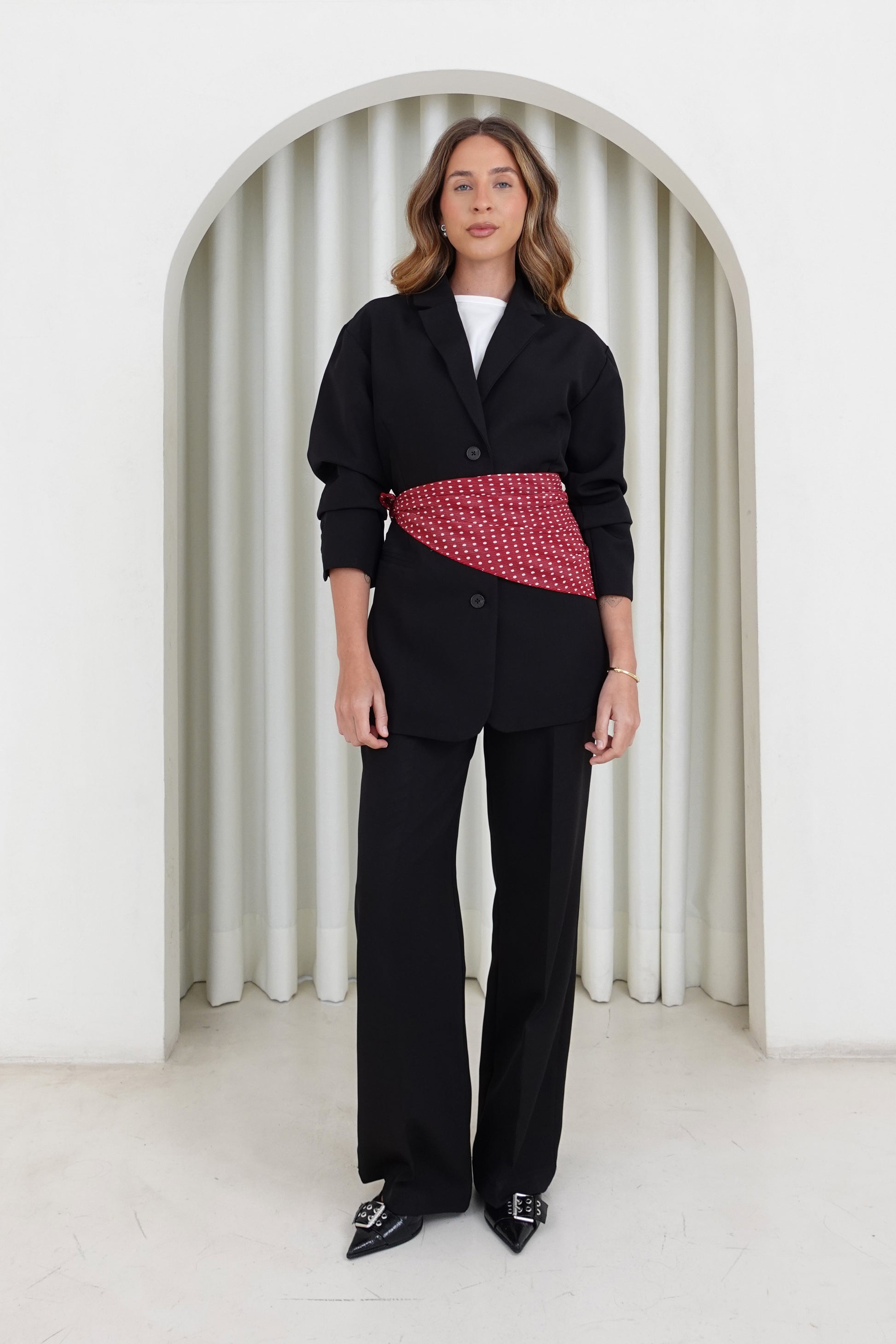 Blazer con cinturón - Negro