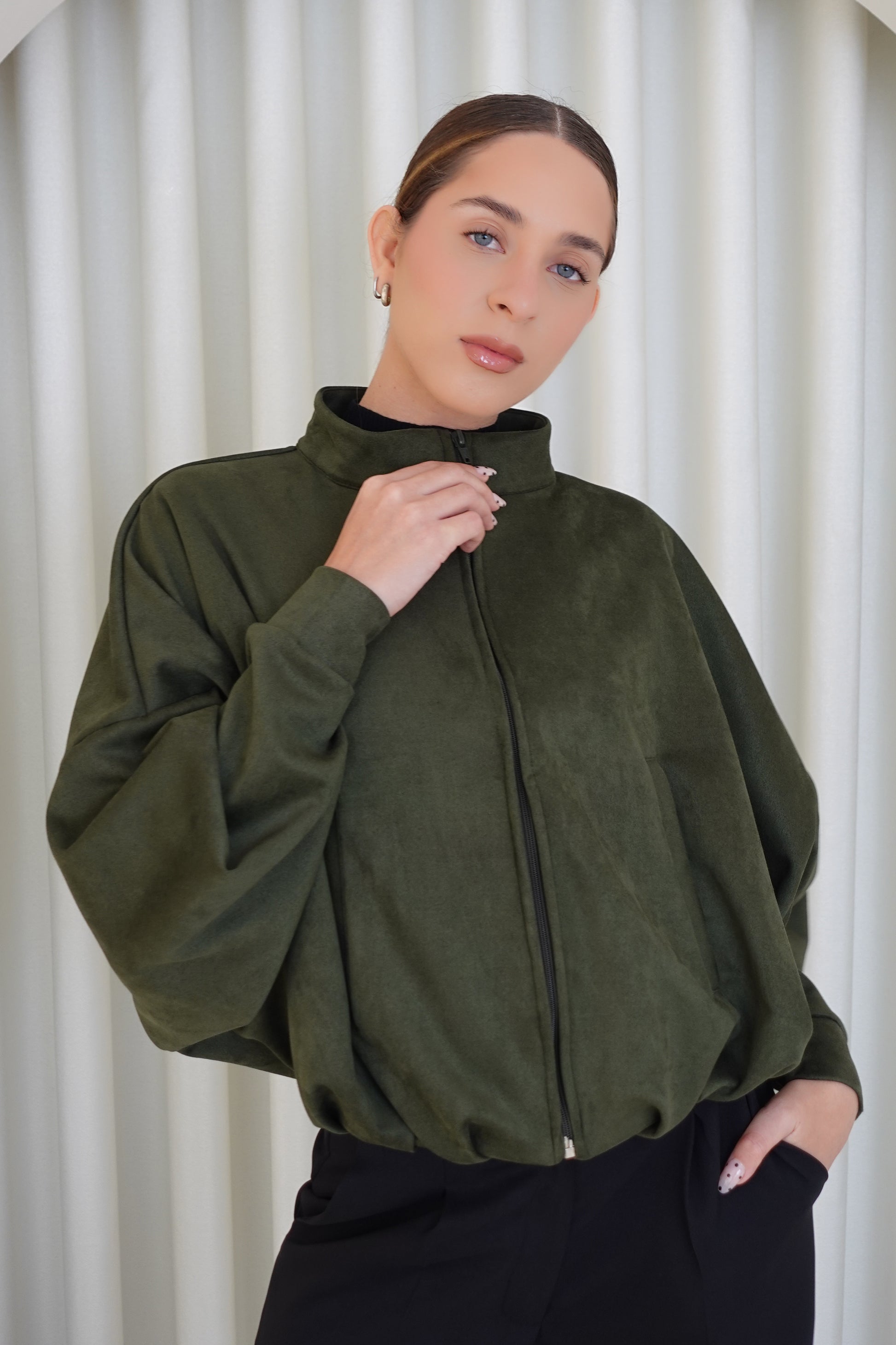 Chaqueta bomber suede - Verde
