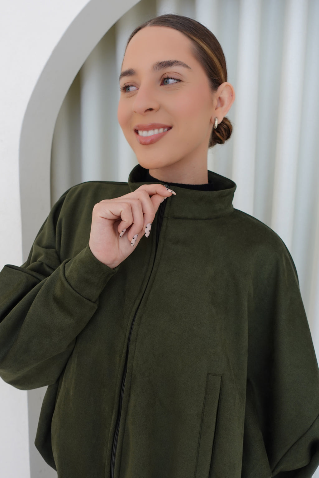 Chaqueta bomber suede - Verde