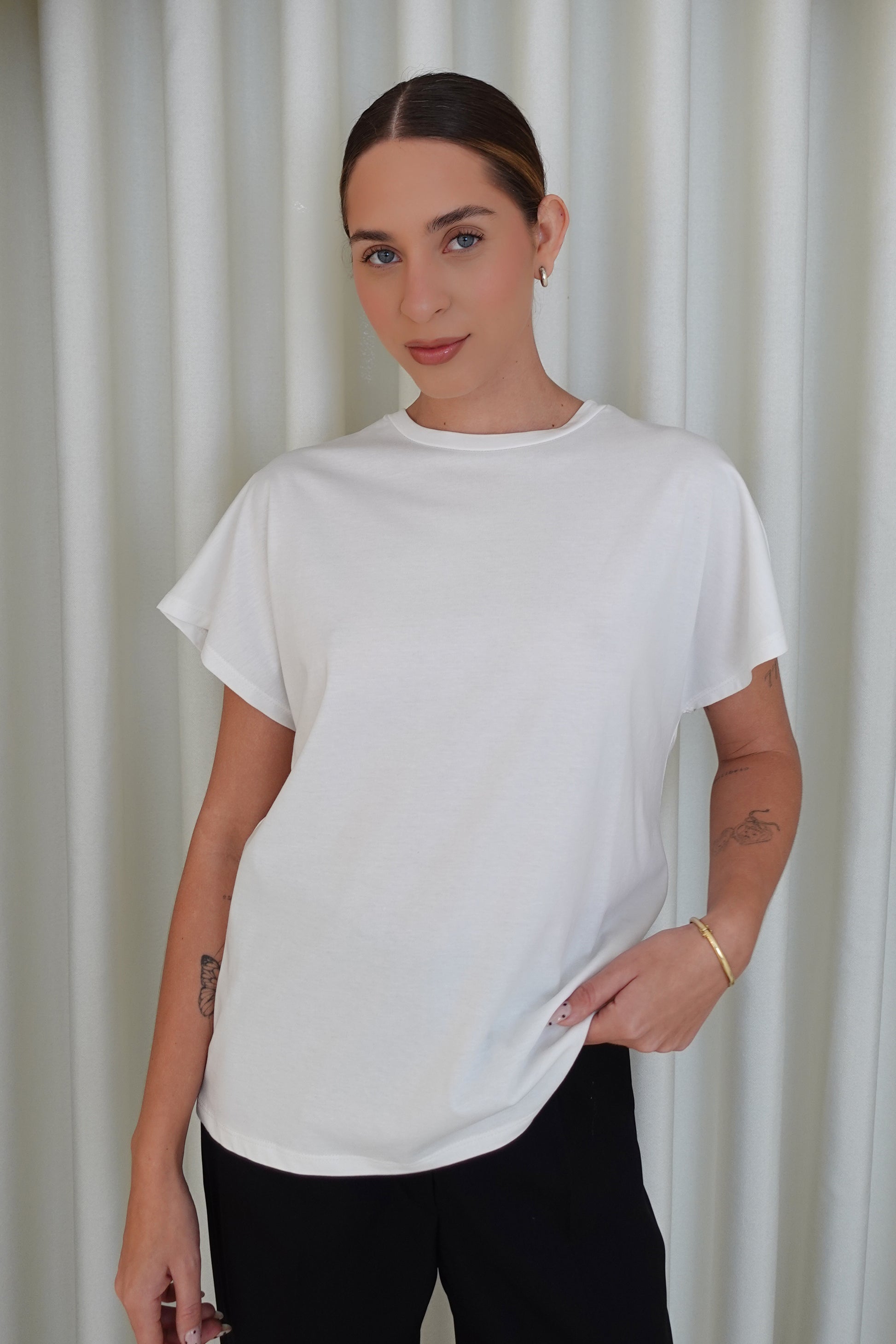 Camiseta manga caída - Blanco
