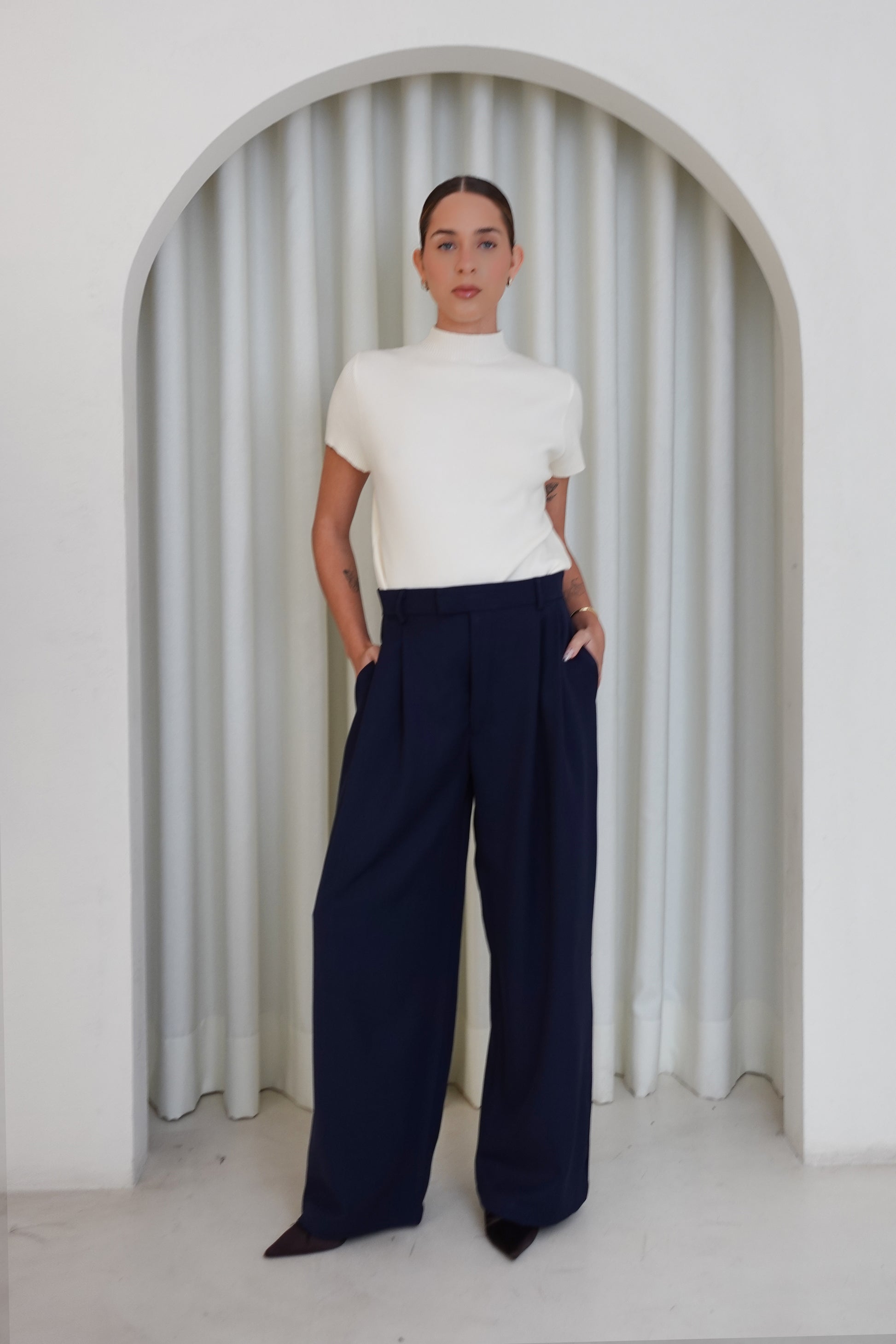Pantalón sastre con cruce - Azul