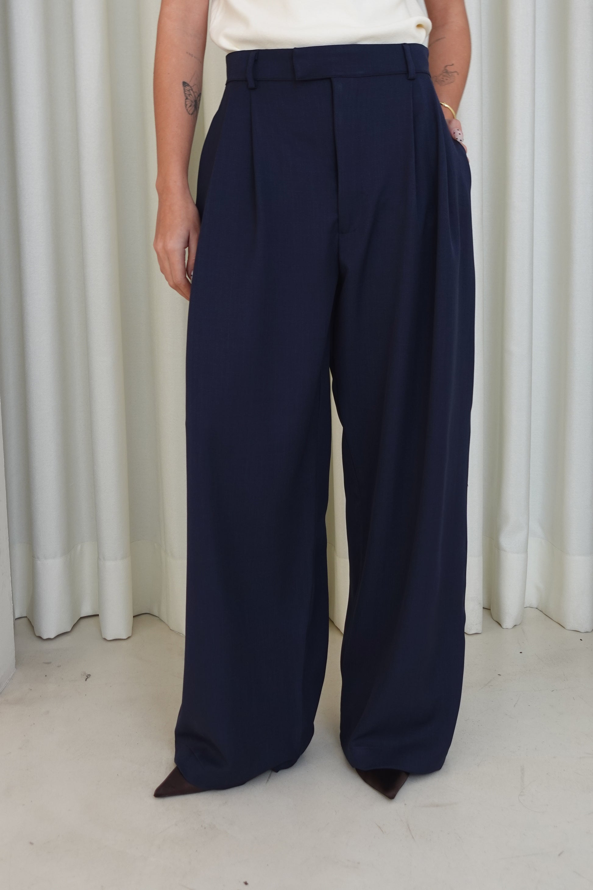 Pantalón sastre con cruce - Azul