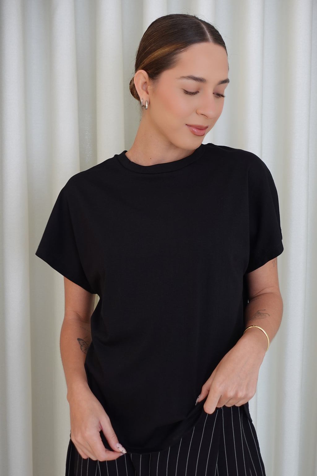 Camiseta manga caída - Negro