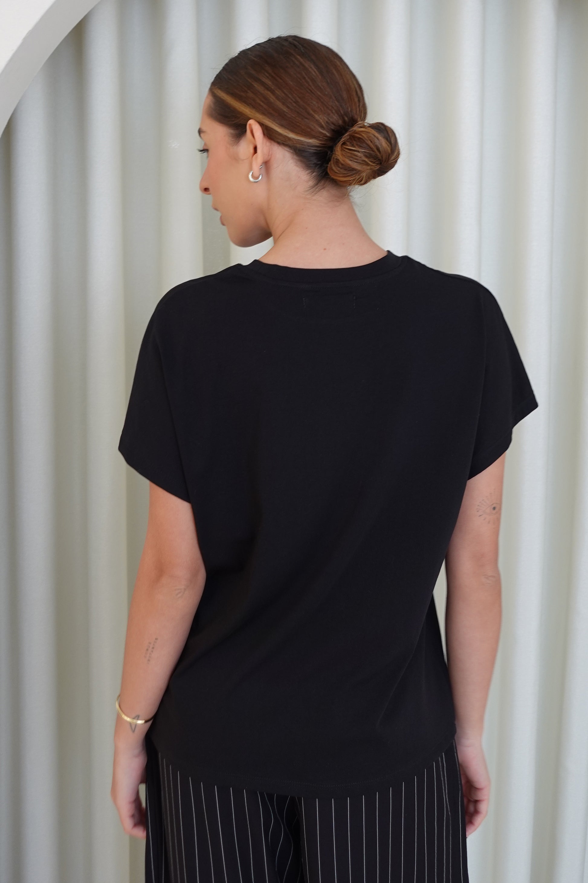 Camiseta manga caída - Negro