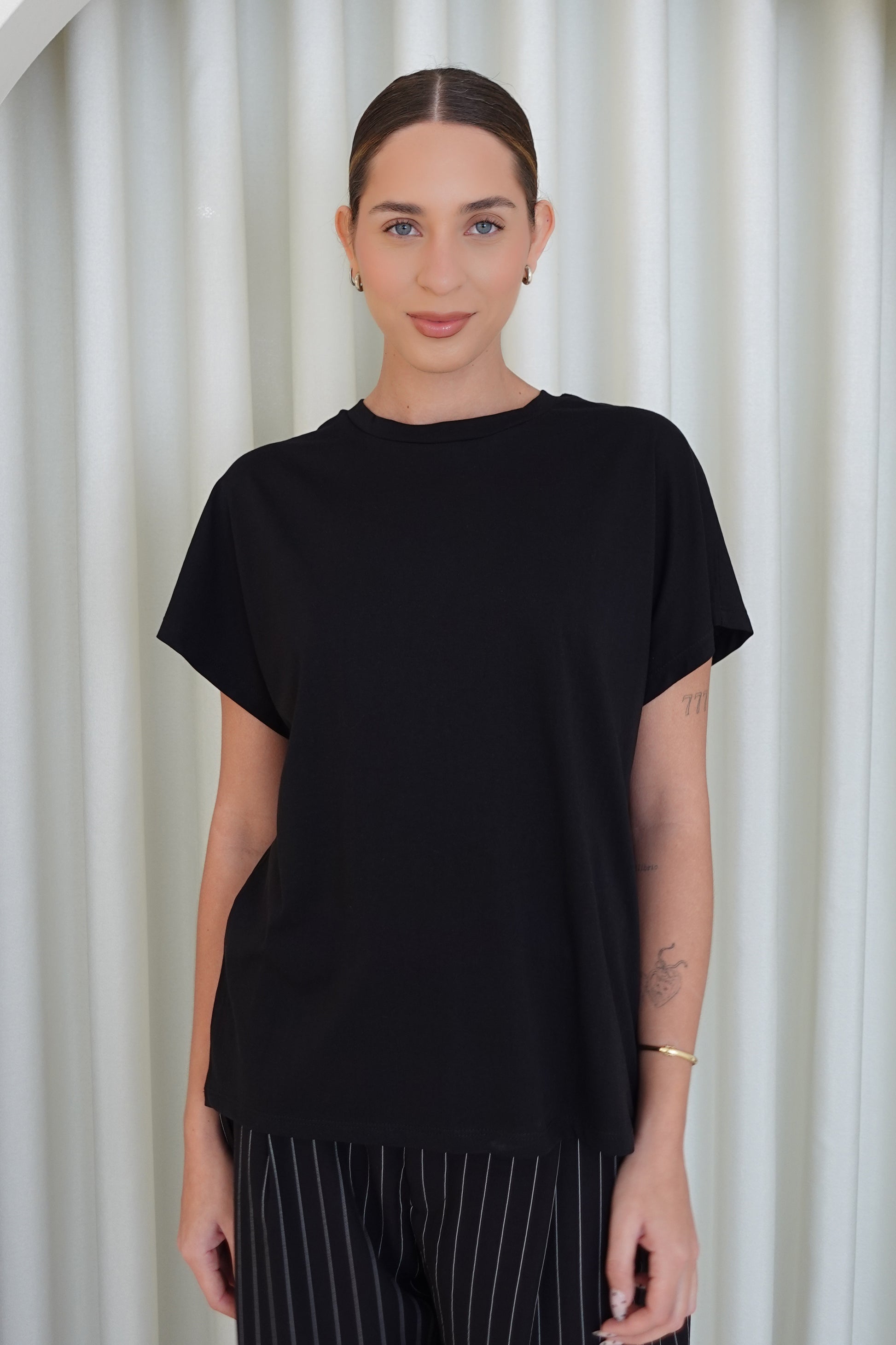 Camiseta manga caída - Negro