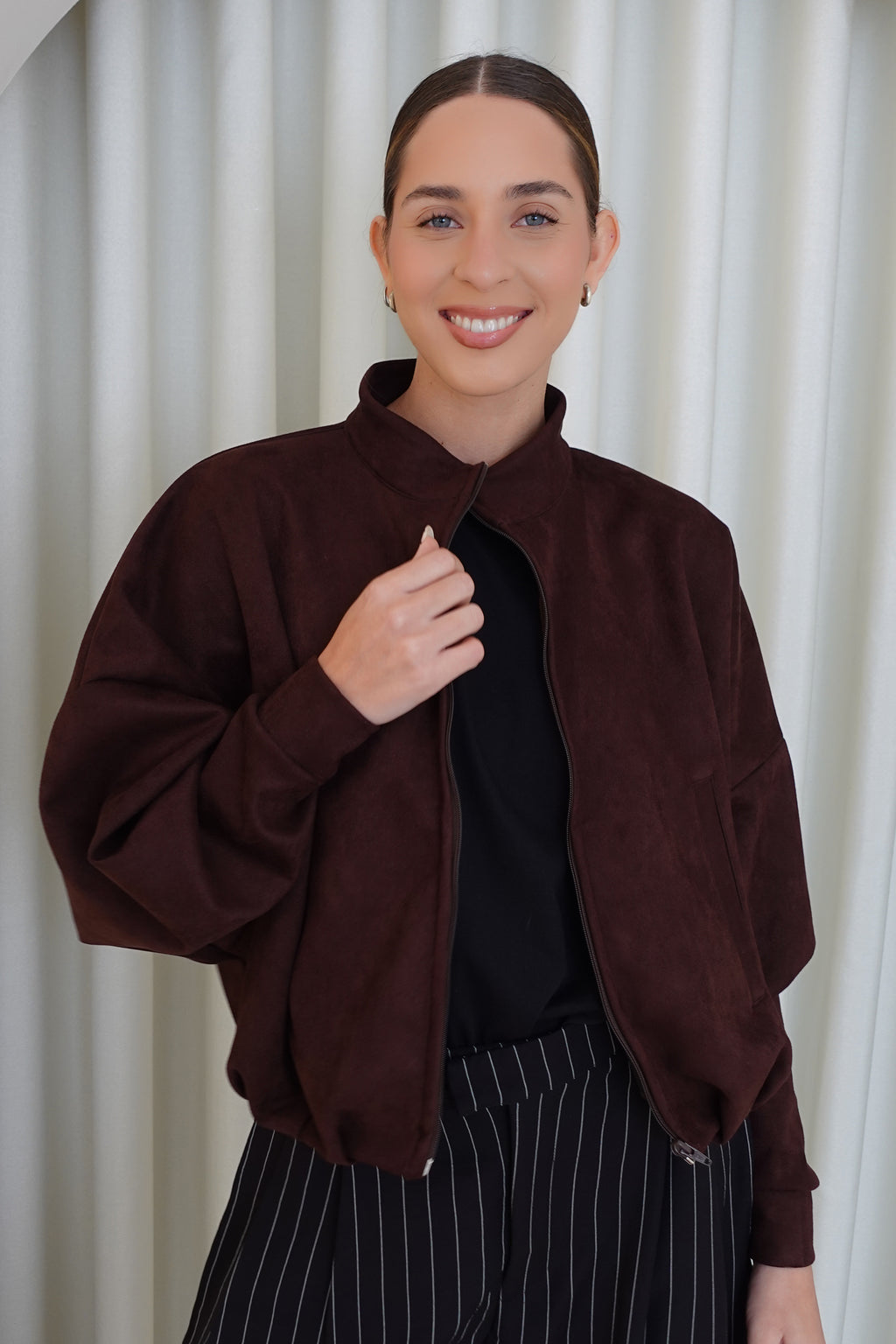 Chaqueta bomber suede - Chocolate