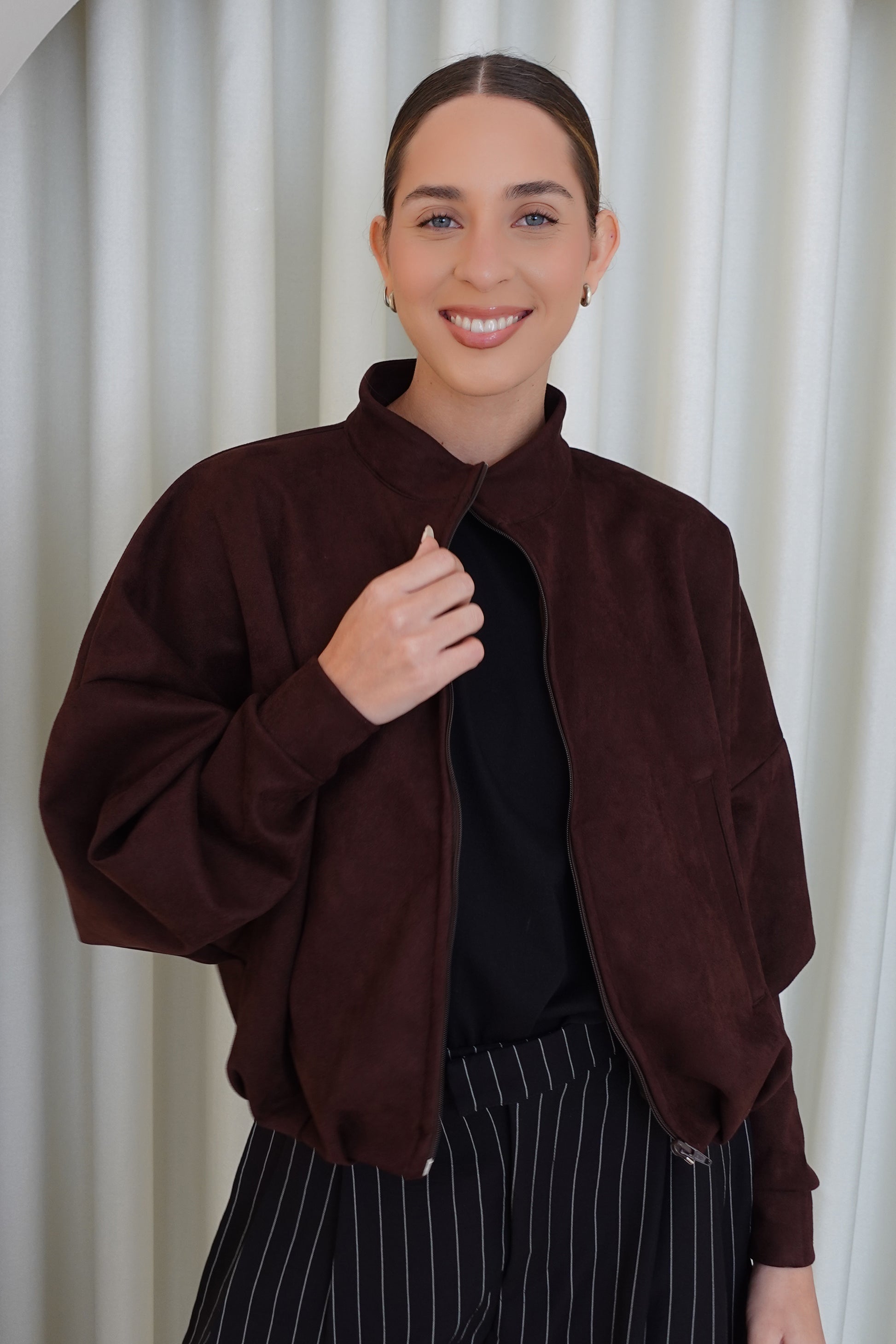 Chaqueta bomber suede - Chocolate