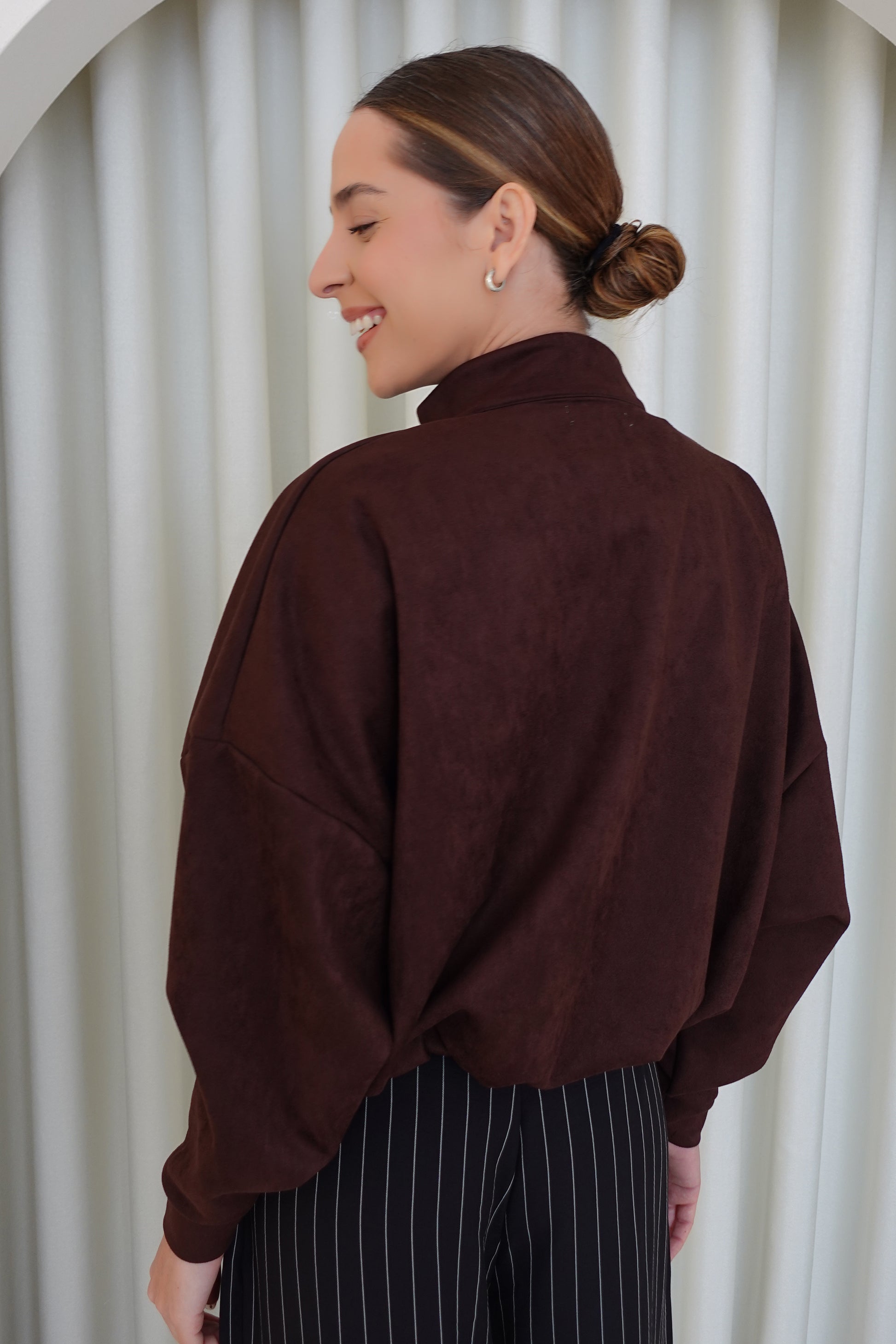 Chaqueta bomber suede - Chocolate