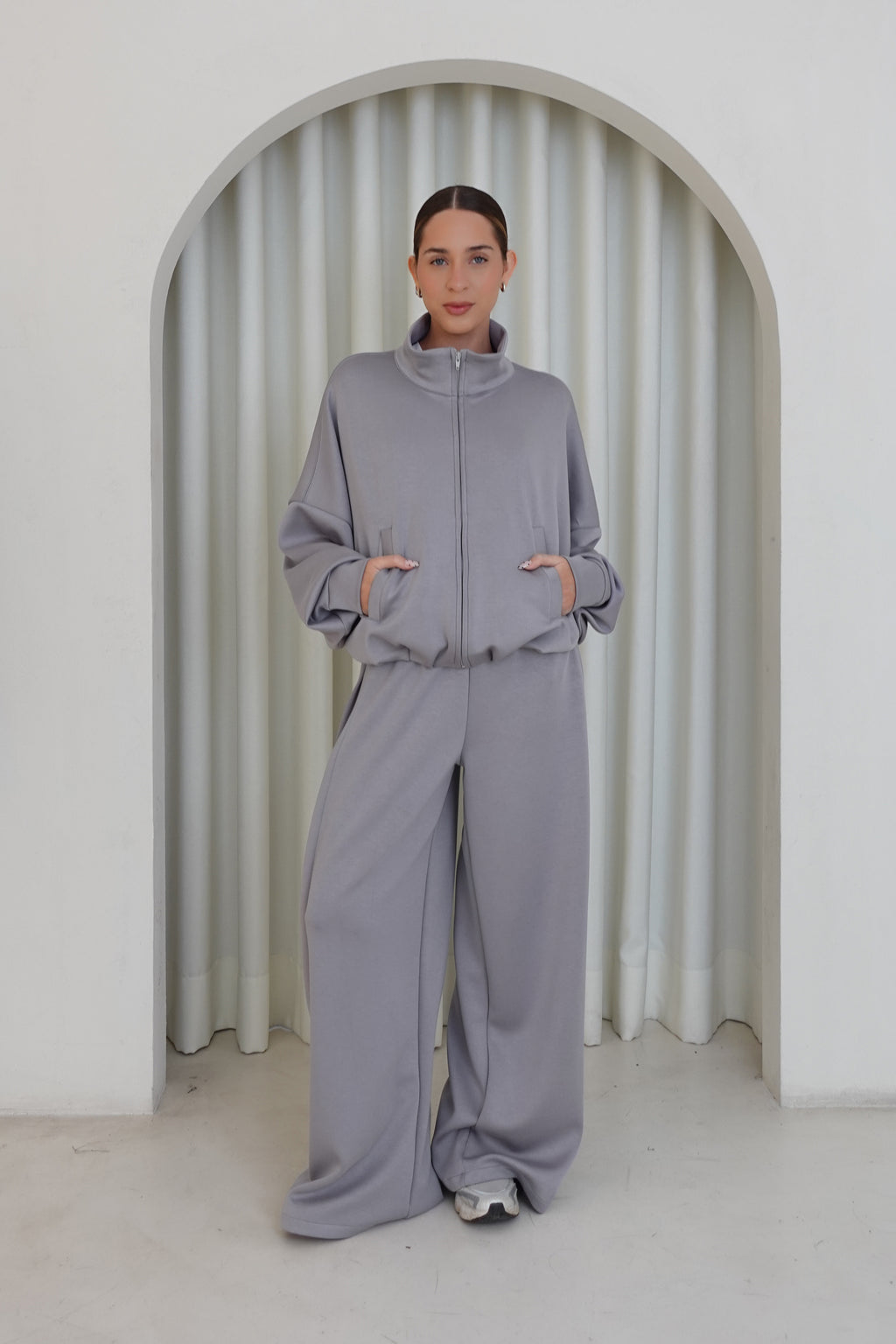 Pantalón wide leg soft - Gris claro