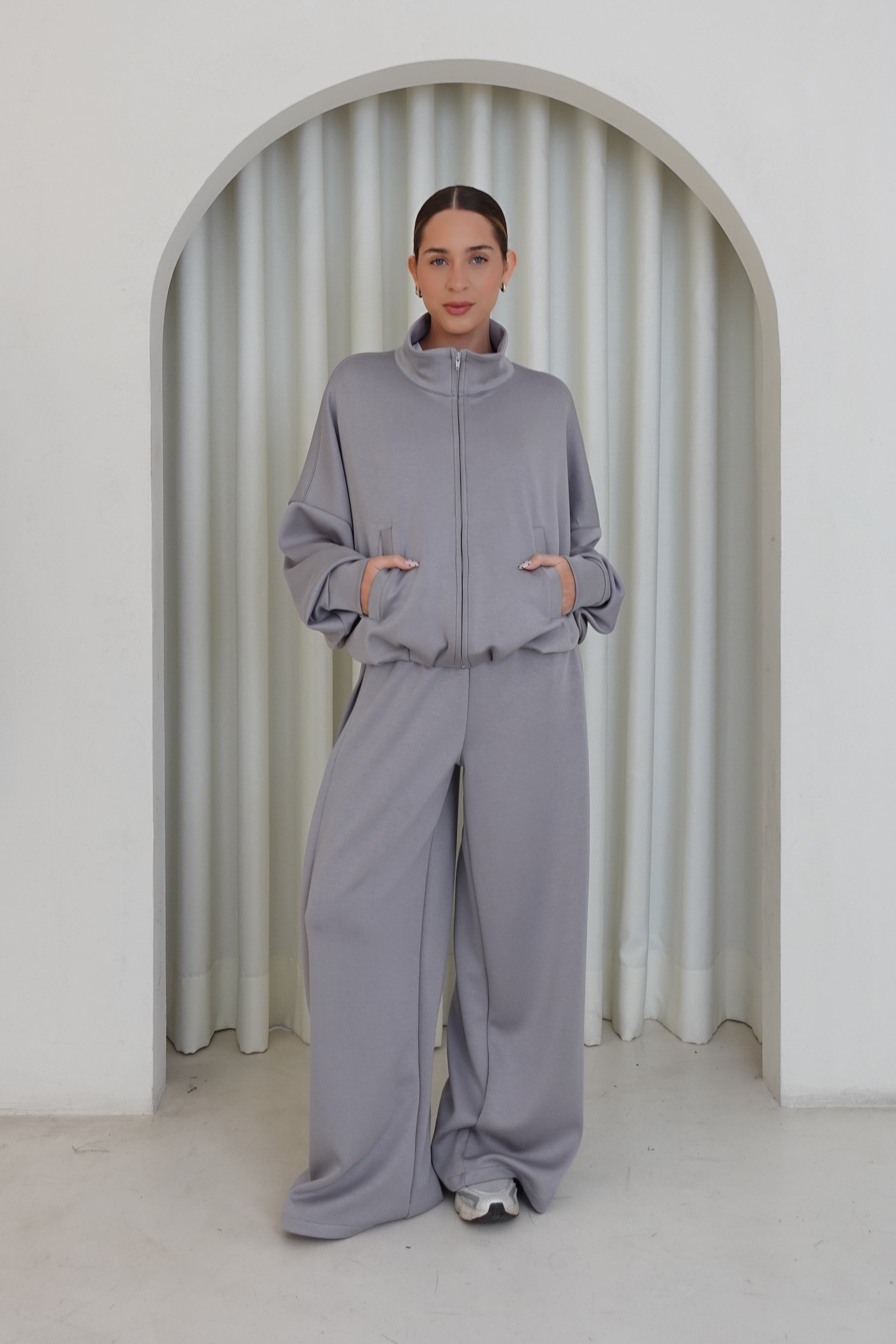Pantalón wide leg soft - Gris claro