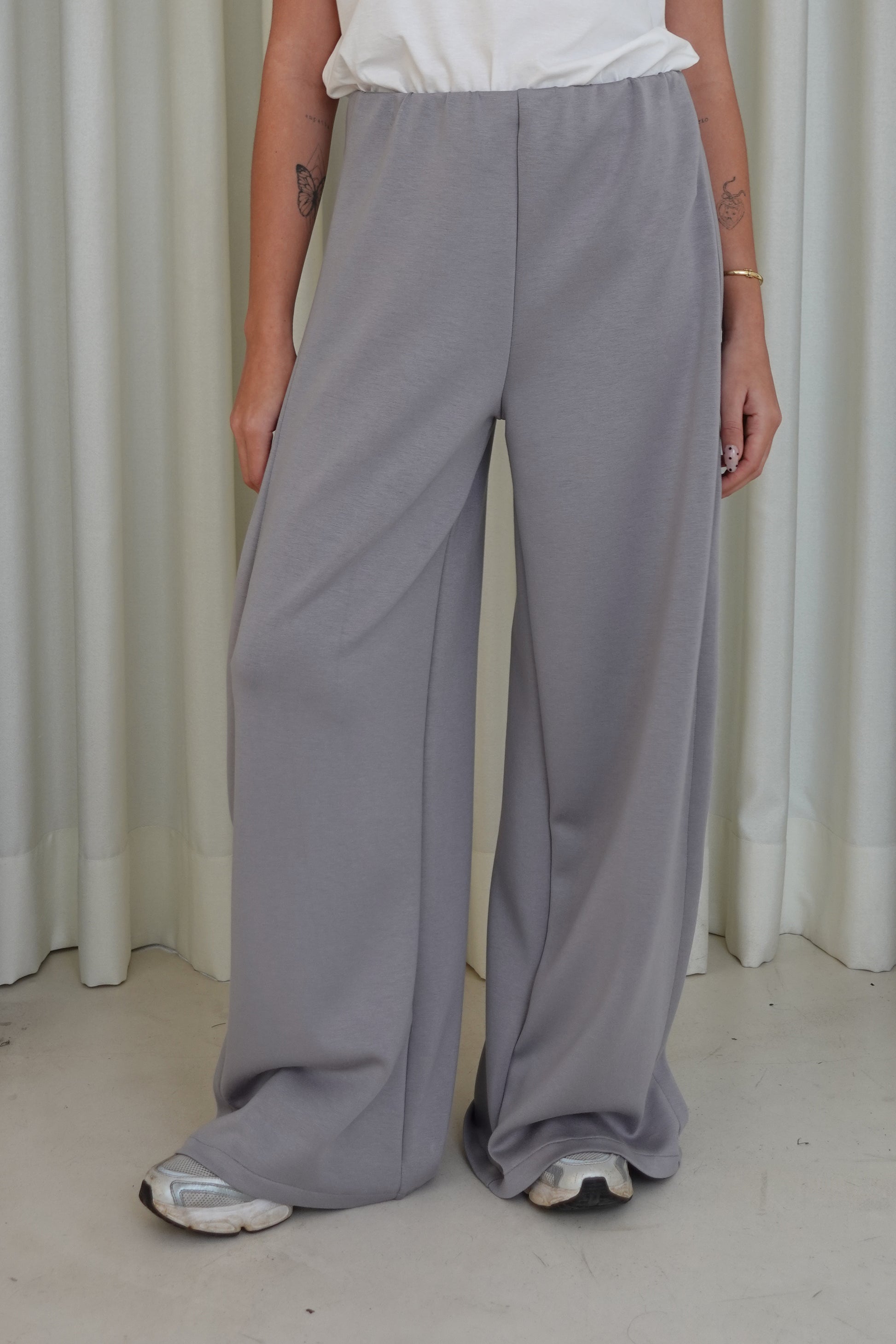 Pantalón wide leg soft - Gris claro