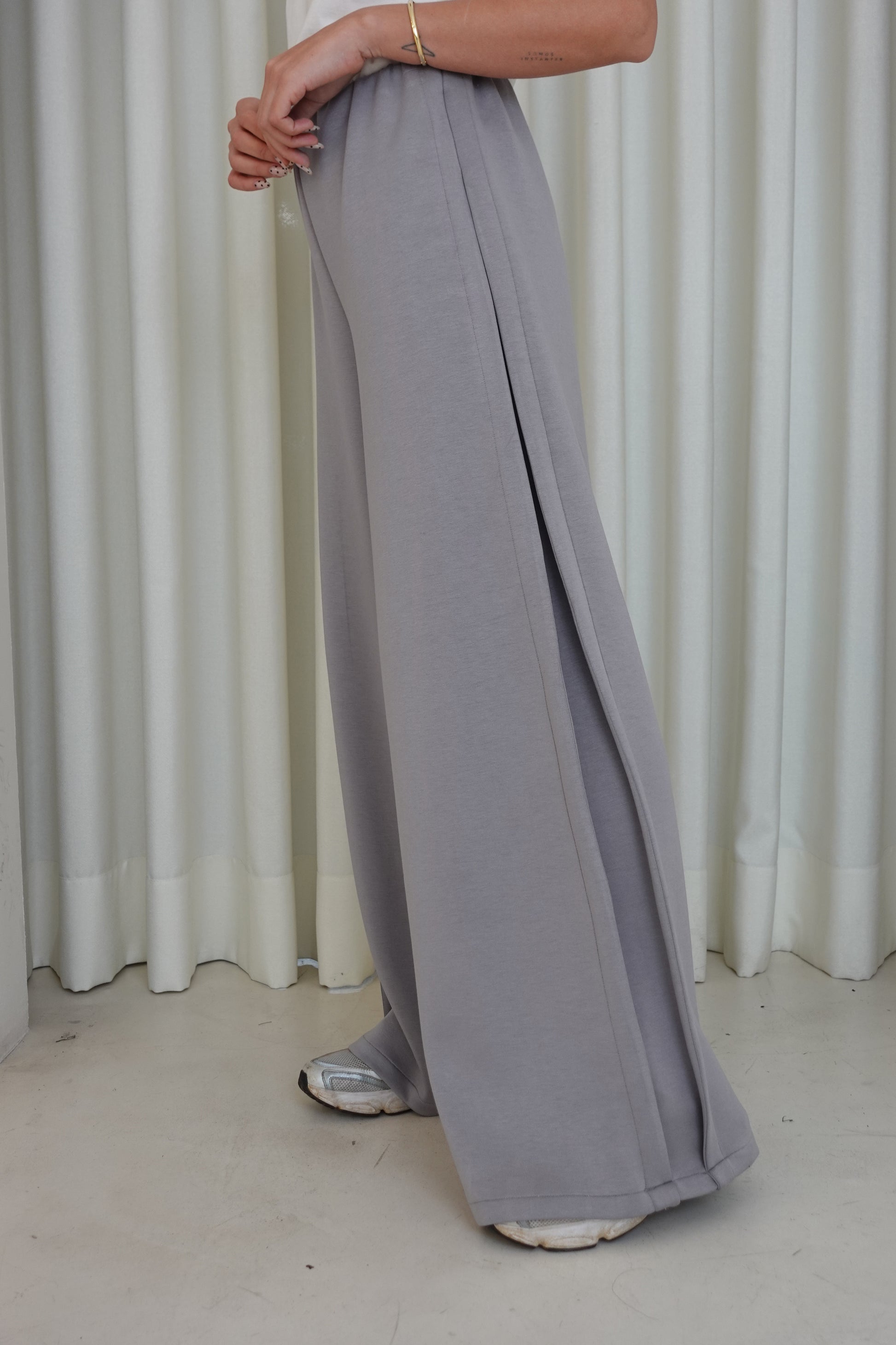 Pantalón wide leg soft - Gris claro