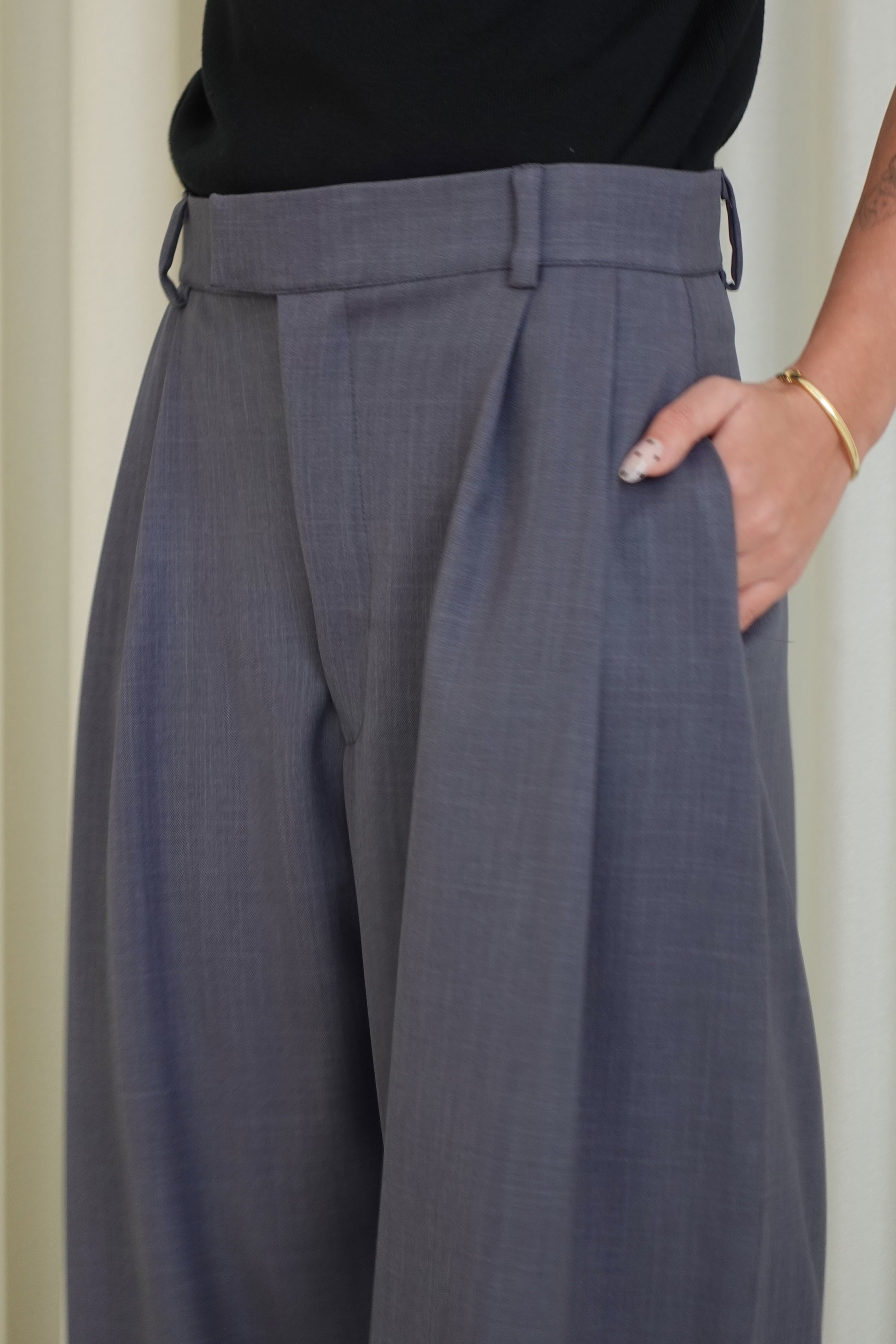 Pantalón sastre con cruce - Gris oscuro