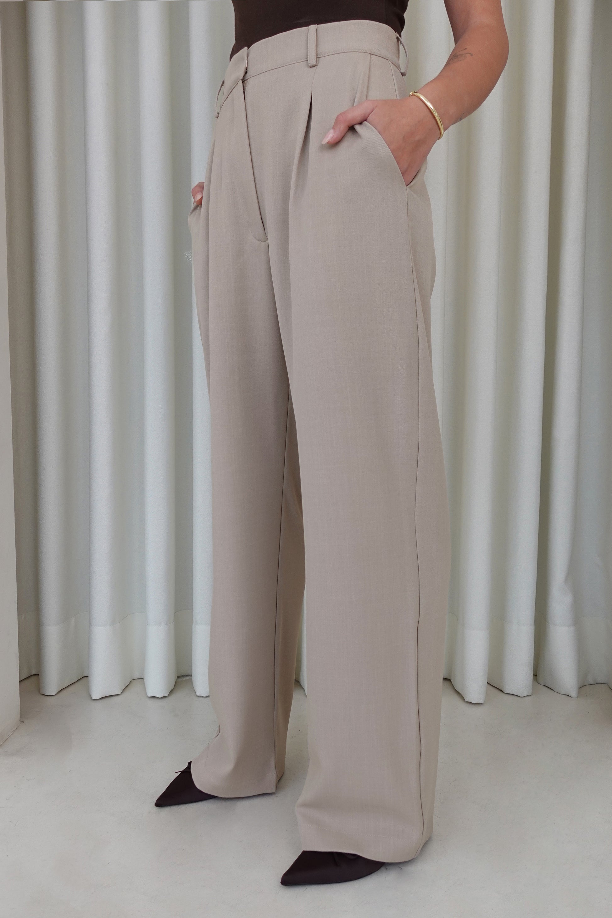 Pantalón sastre recto - Beige