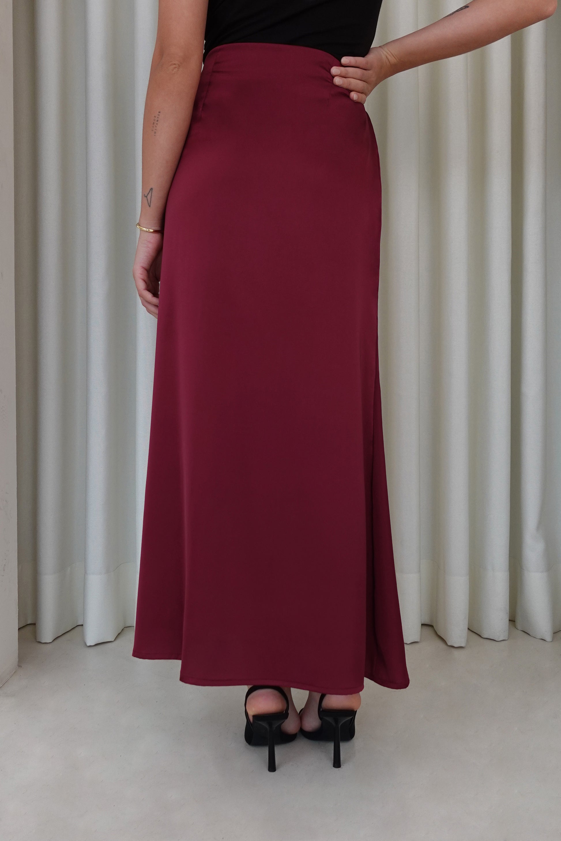 Falda midi sirena - Borgoña