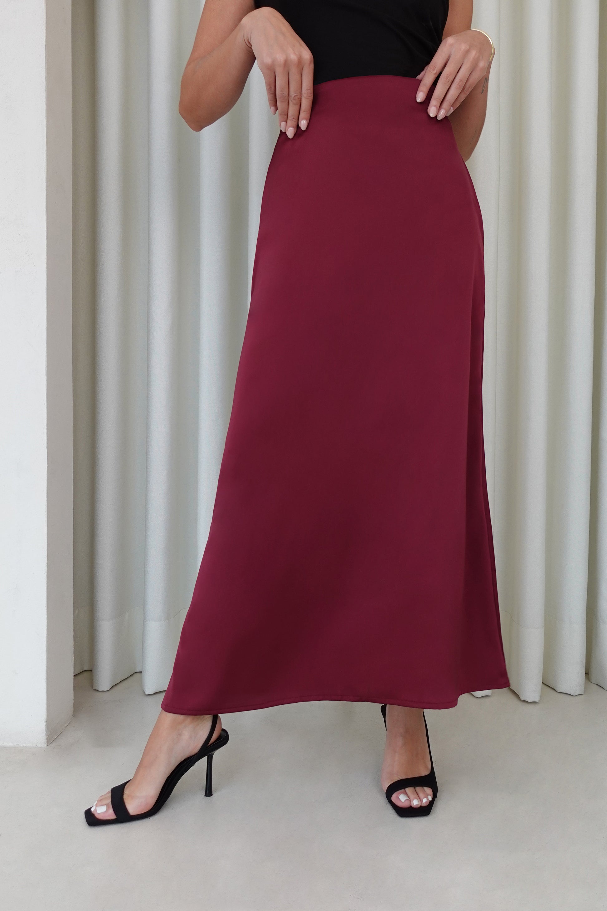 Falda midi sirena - Borgoña