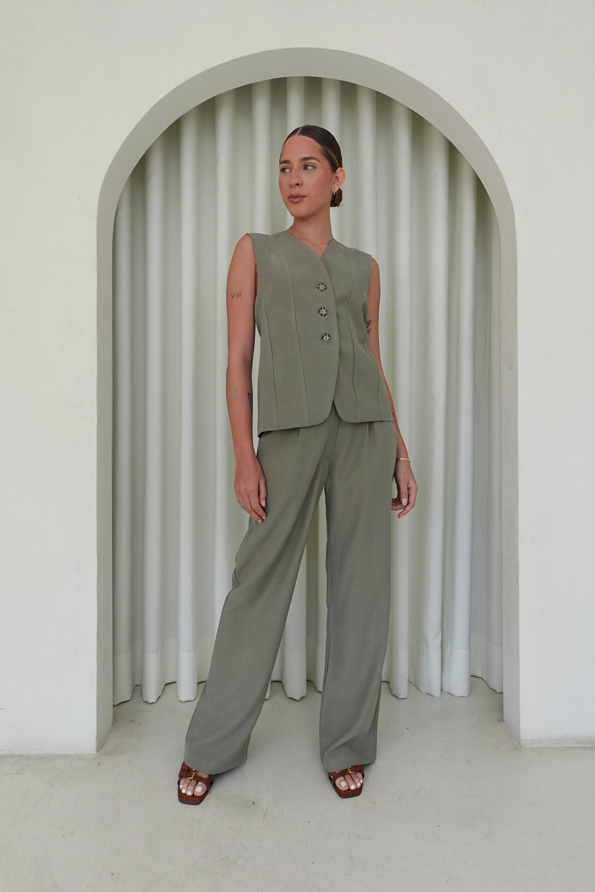 Pantalón recto - Verde