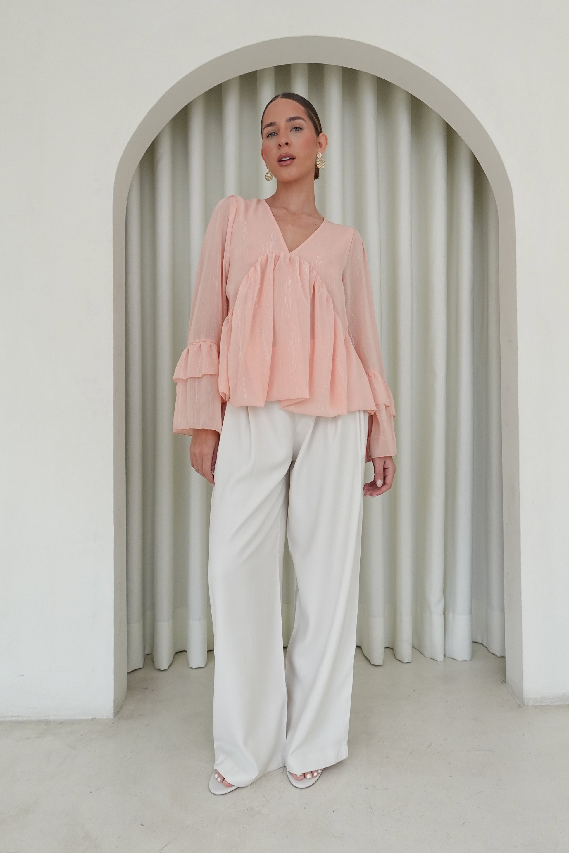 Blusa escote V - Melón