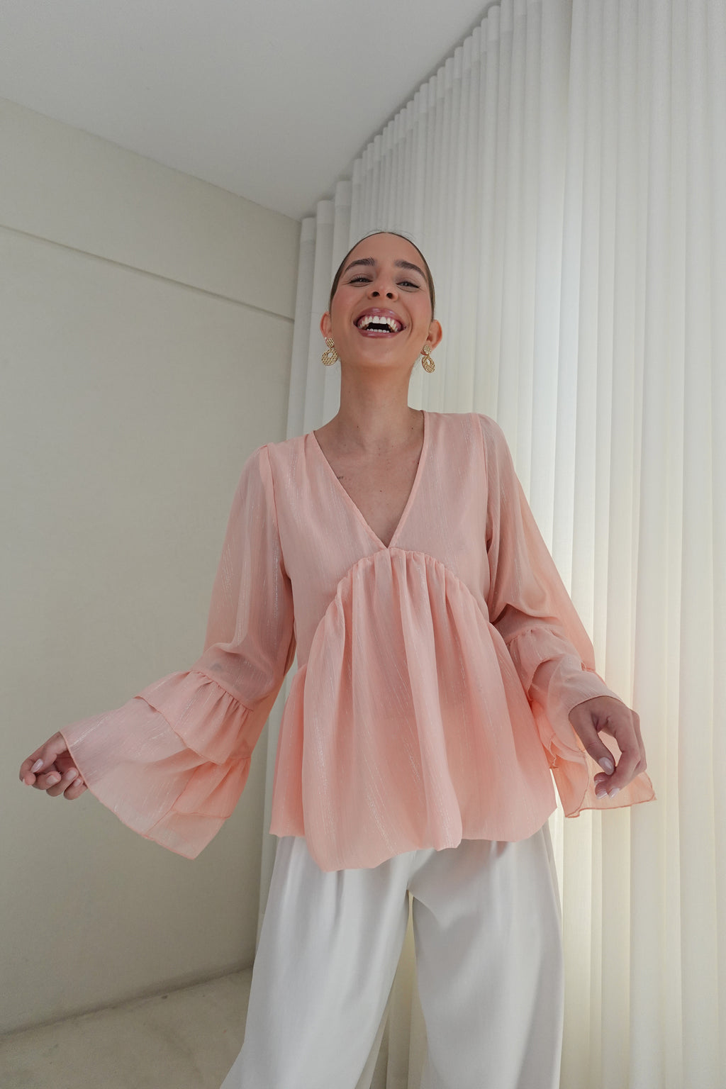 Blusa escote V - Melón