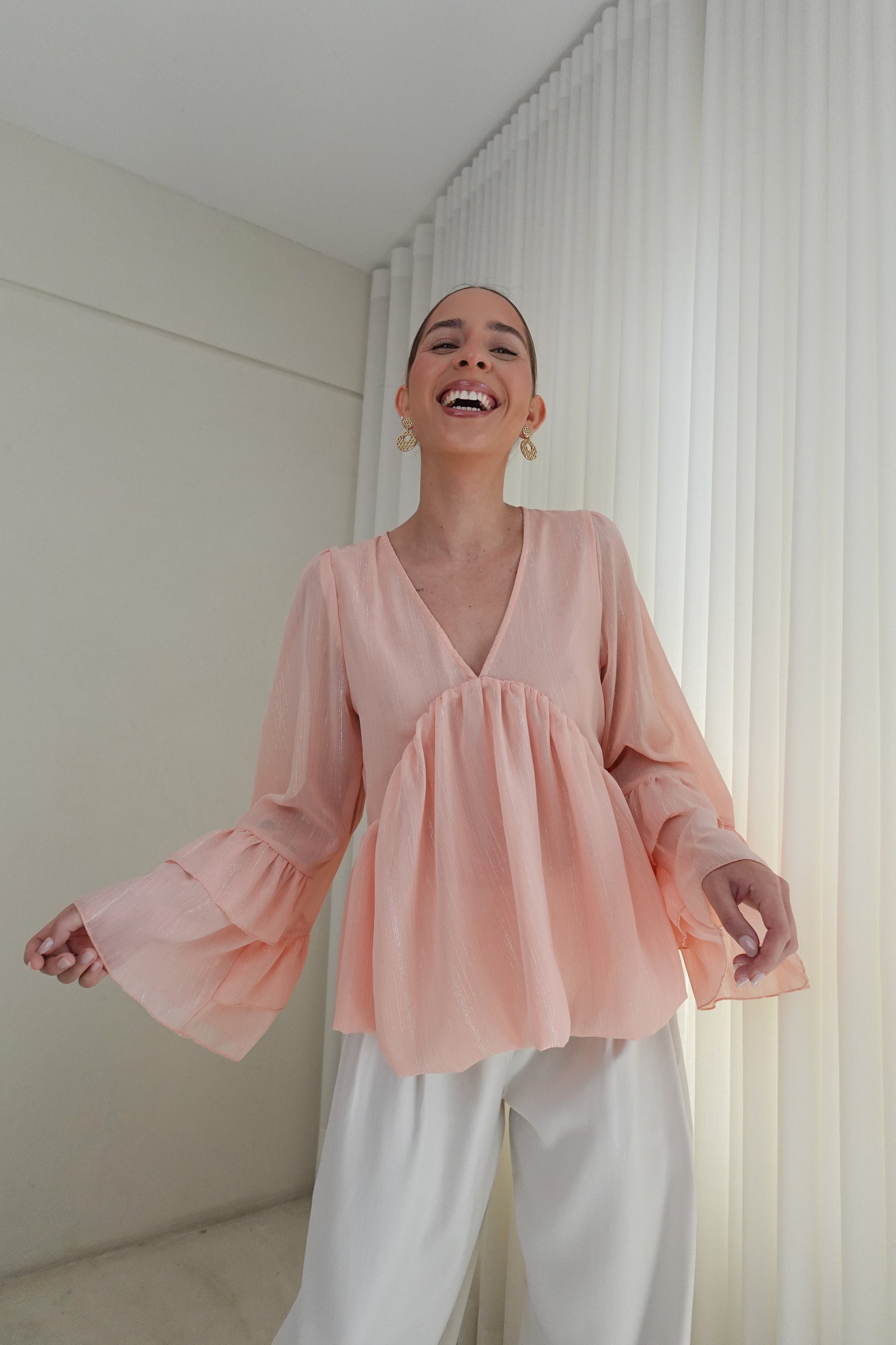 Blusa escote V - Melón