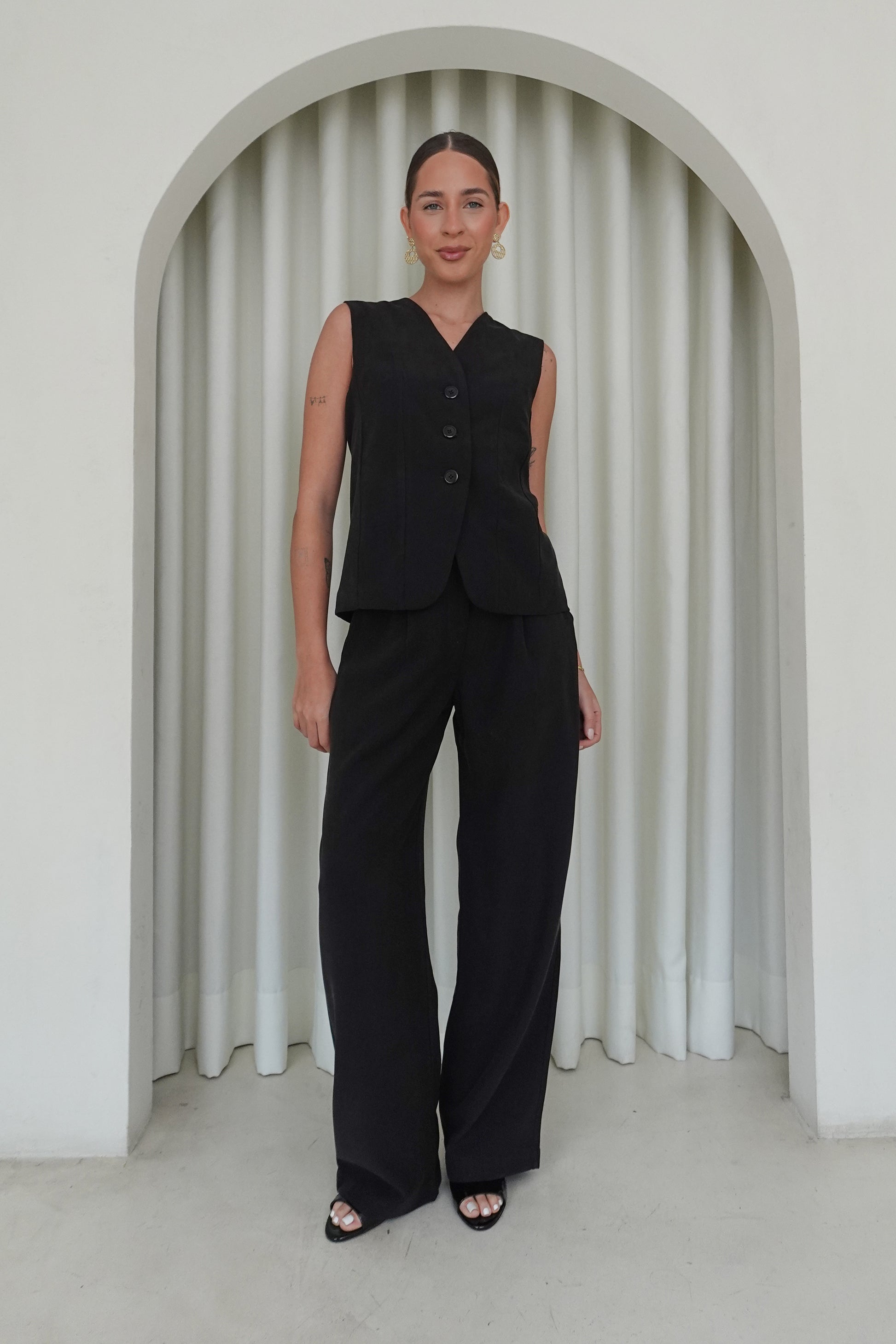 Pantalón recto - Negro