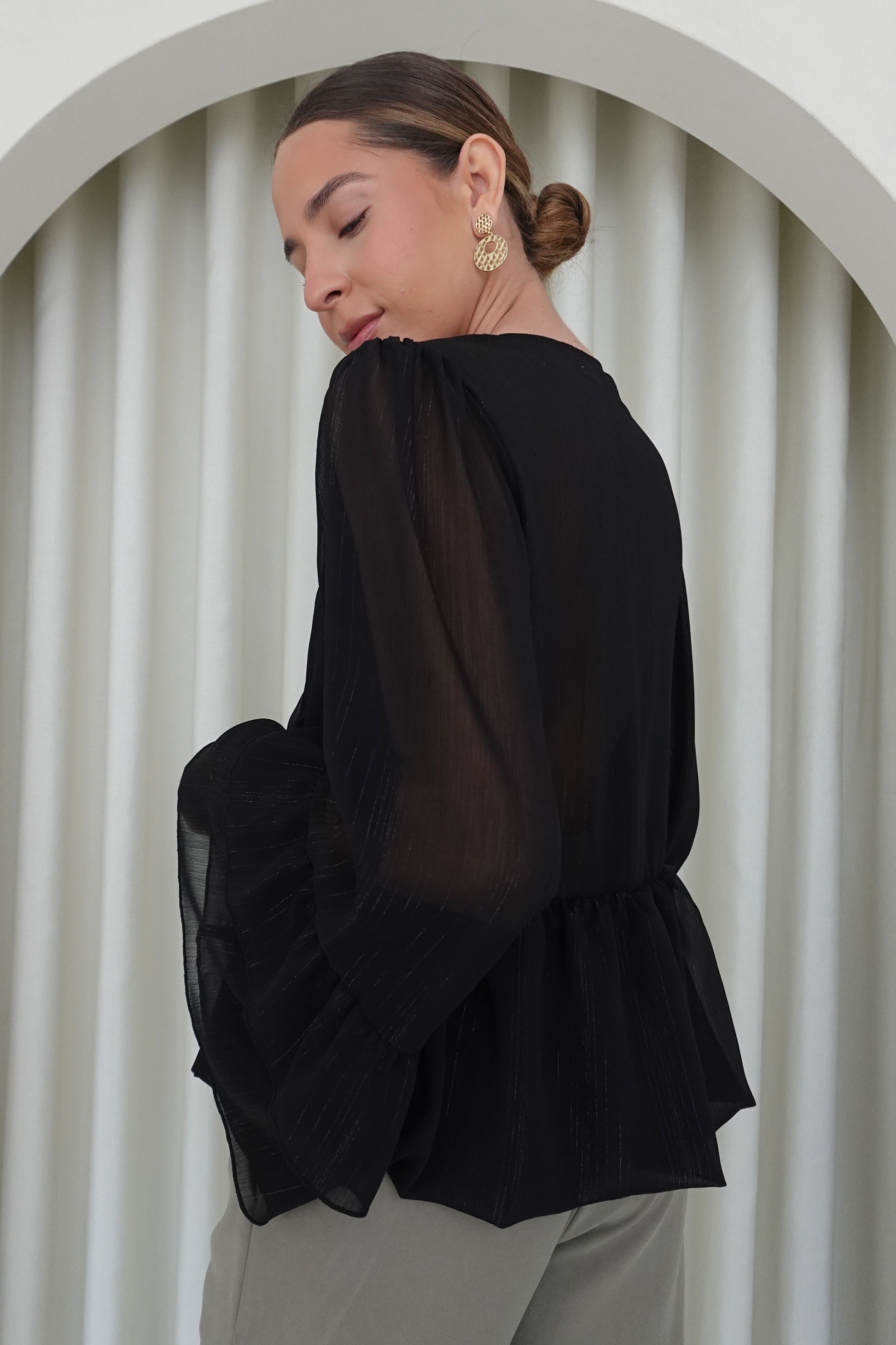 Blusa escote V - Negro
