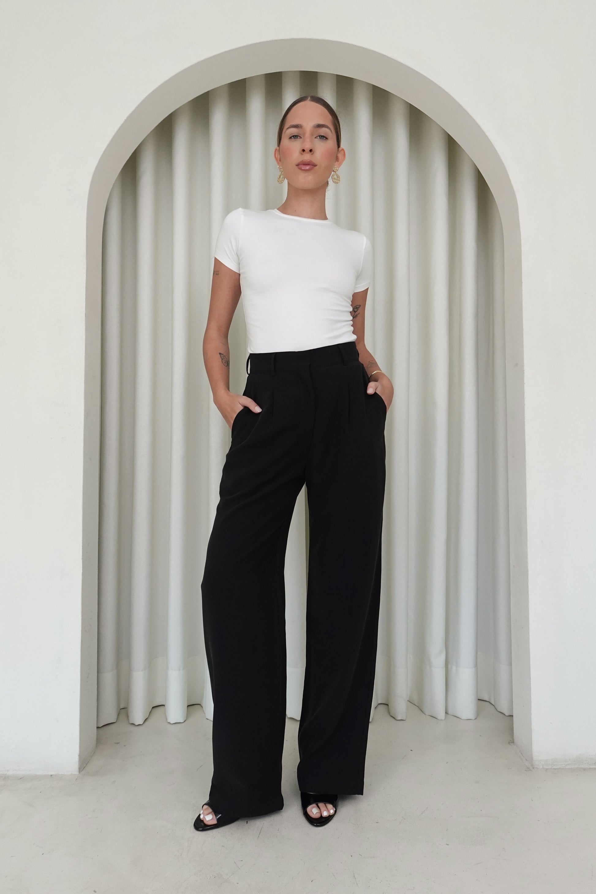 Pantalón recto - Negro