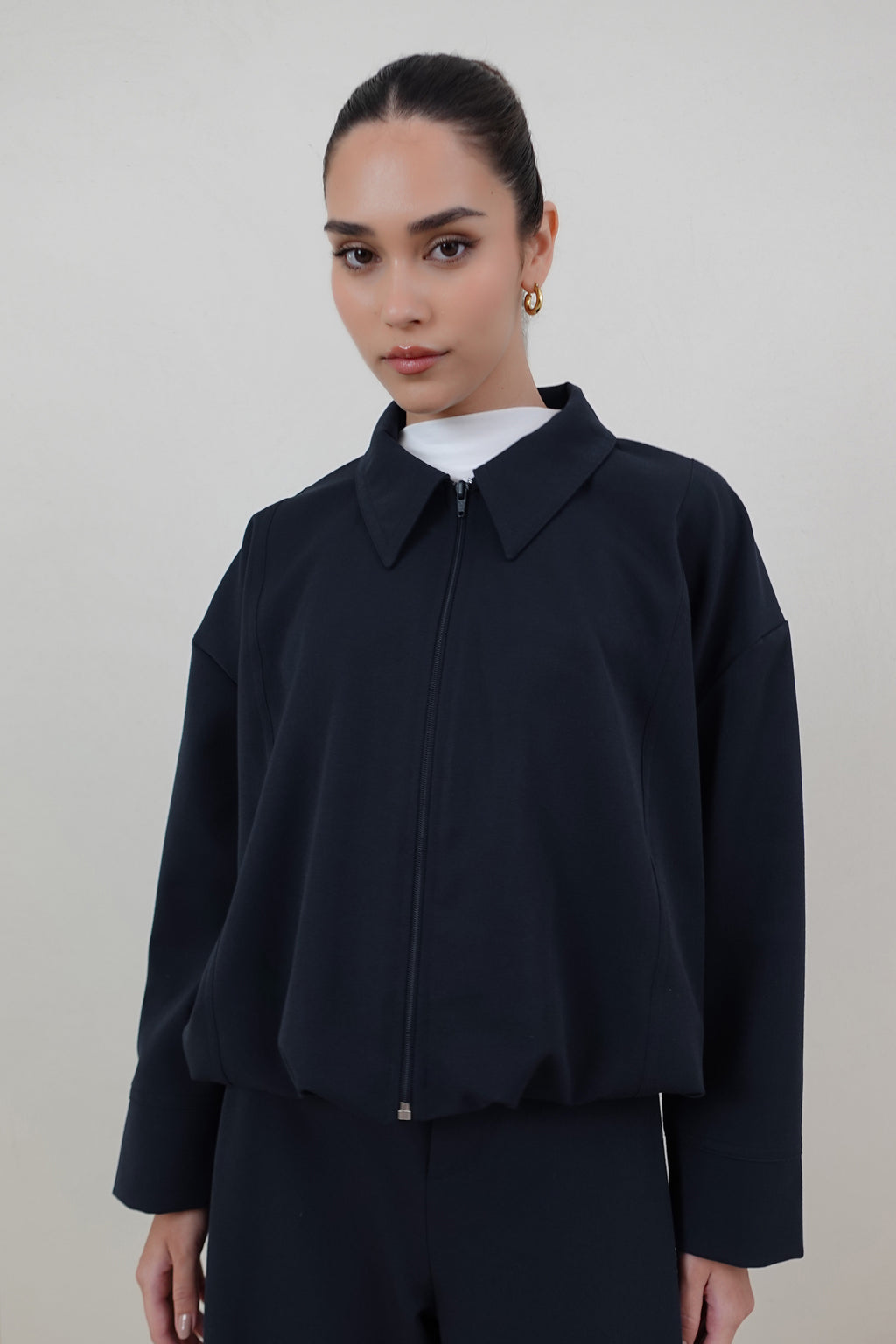 Chaqueta bomber con cierre - Azul